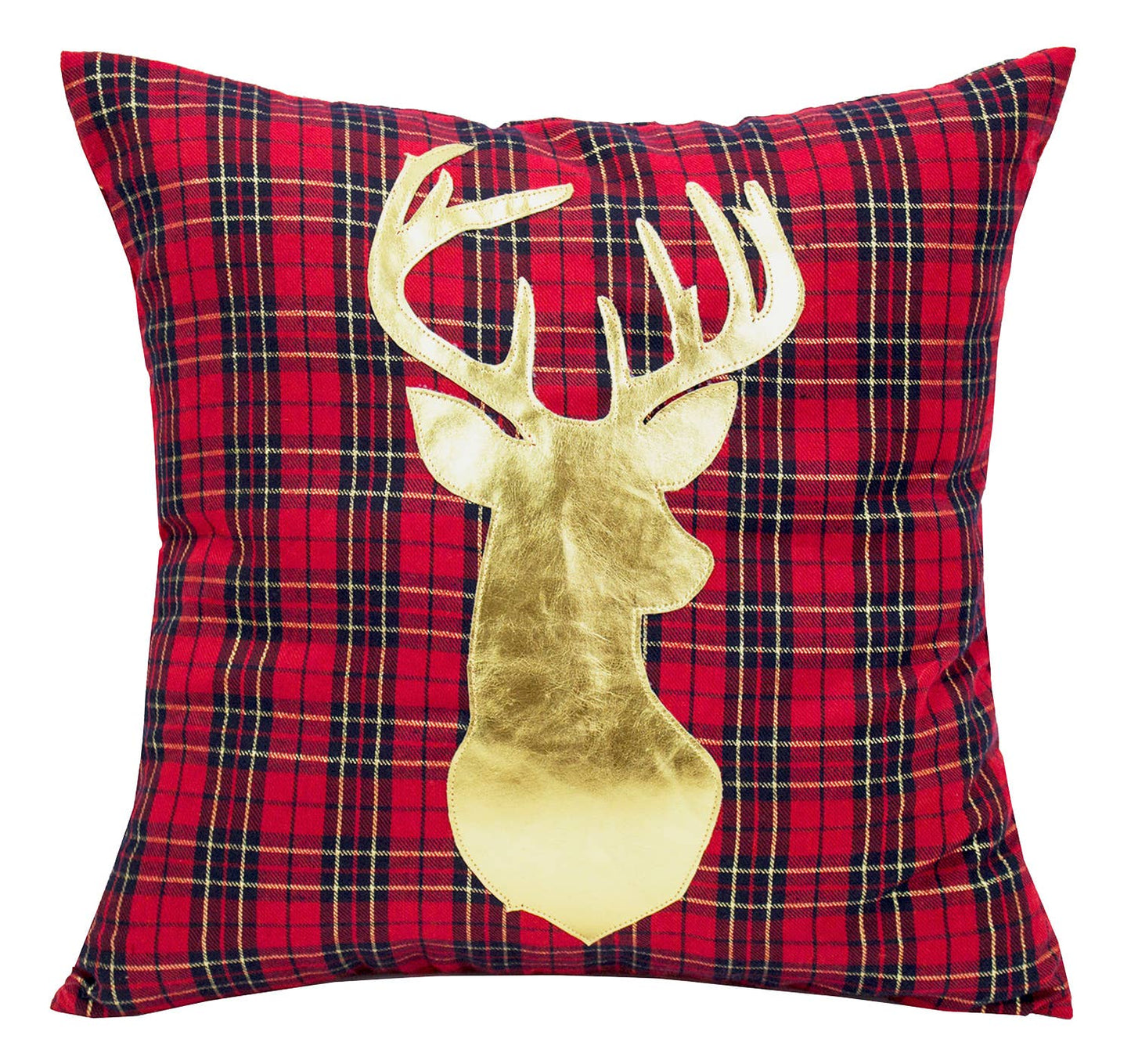 Plaid Reindeer 17" Decorative Throw Pillow
