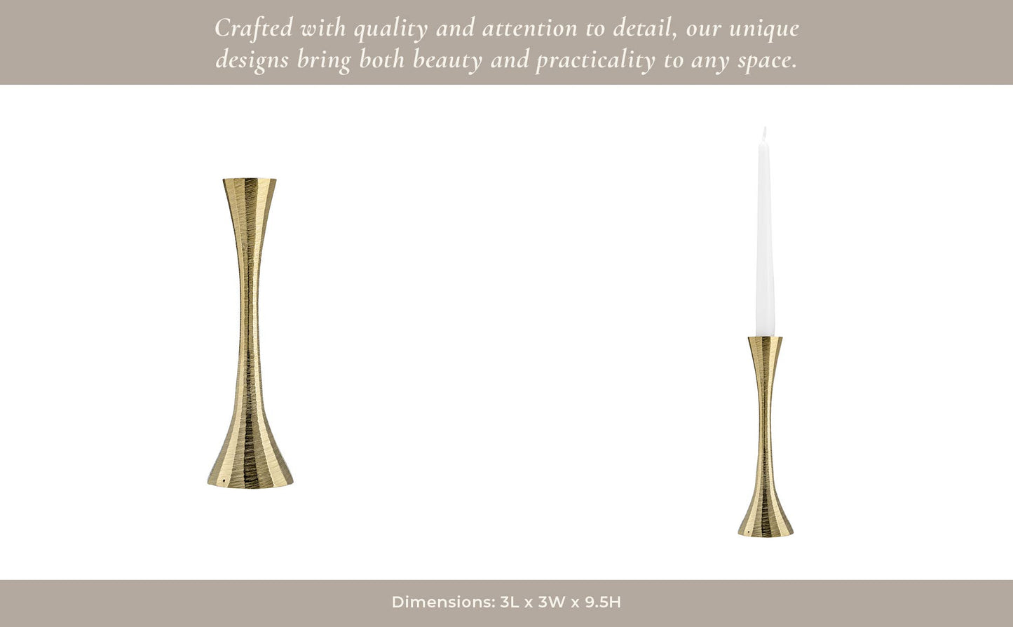 Metal Modern Solid Taper Candle Holder - Gold, 9 in.