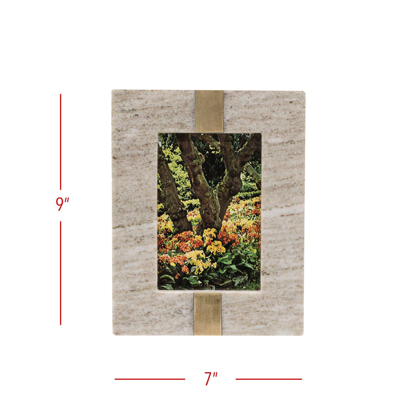 Soren Beige Marble Picture Frame Brass Inlay 4 x 6