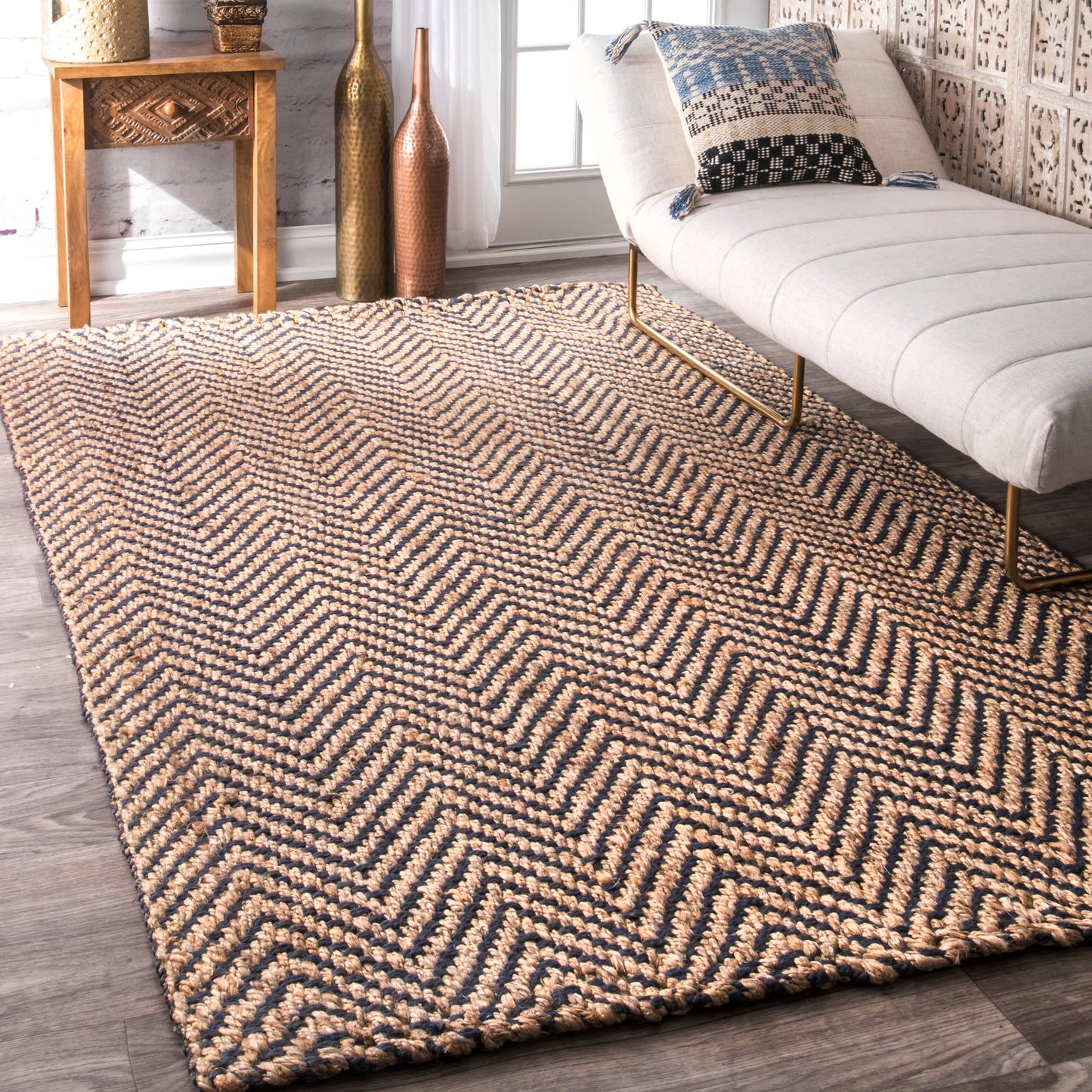 Vania Chevron Jute Area Rug