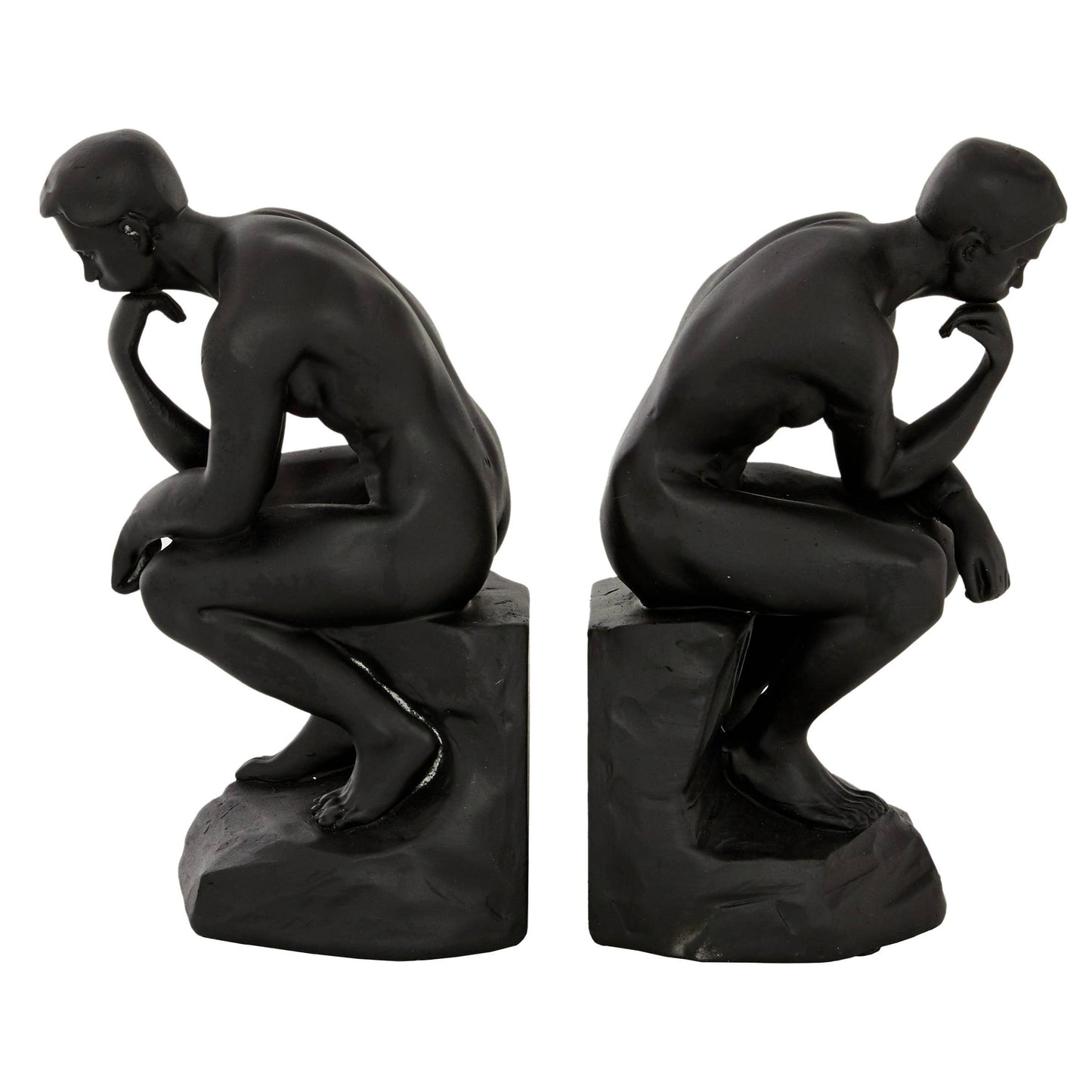 Vintage Black Polystone Bookends Set