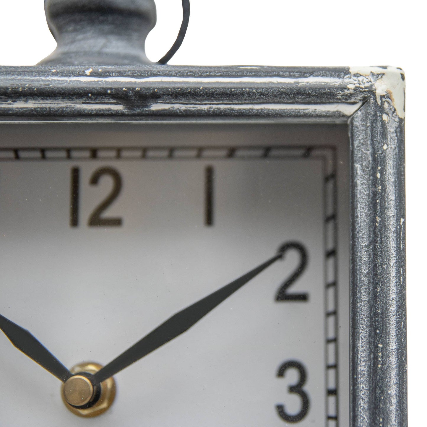 Josephine Distressed Gray Wood & Glass Tabletop Clock