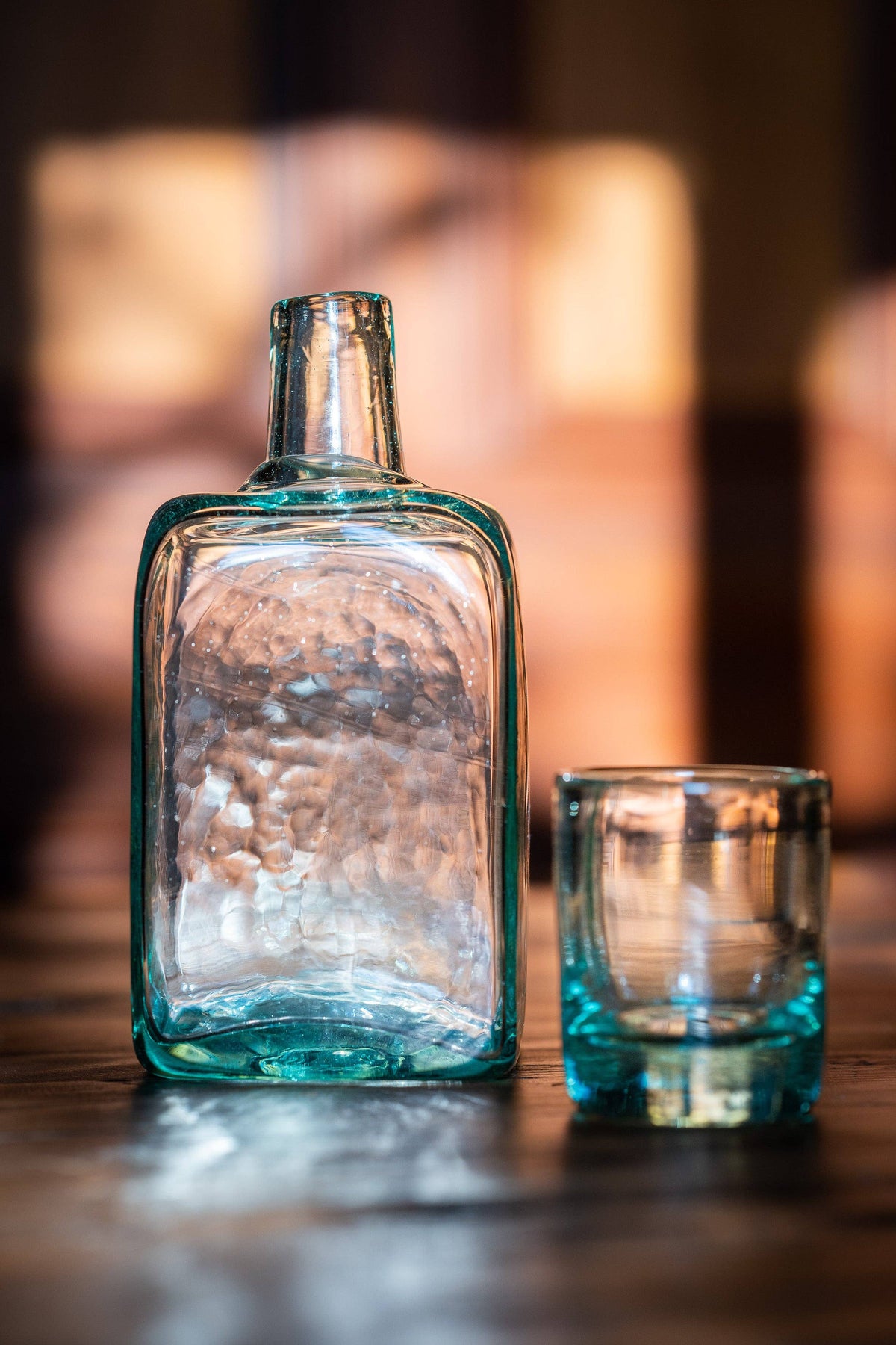 Bedside Carafe Set - Handblown, Recycled Glass