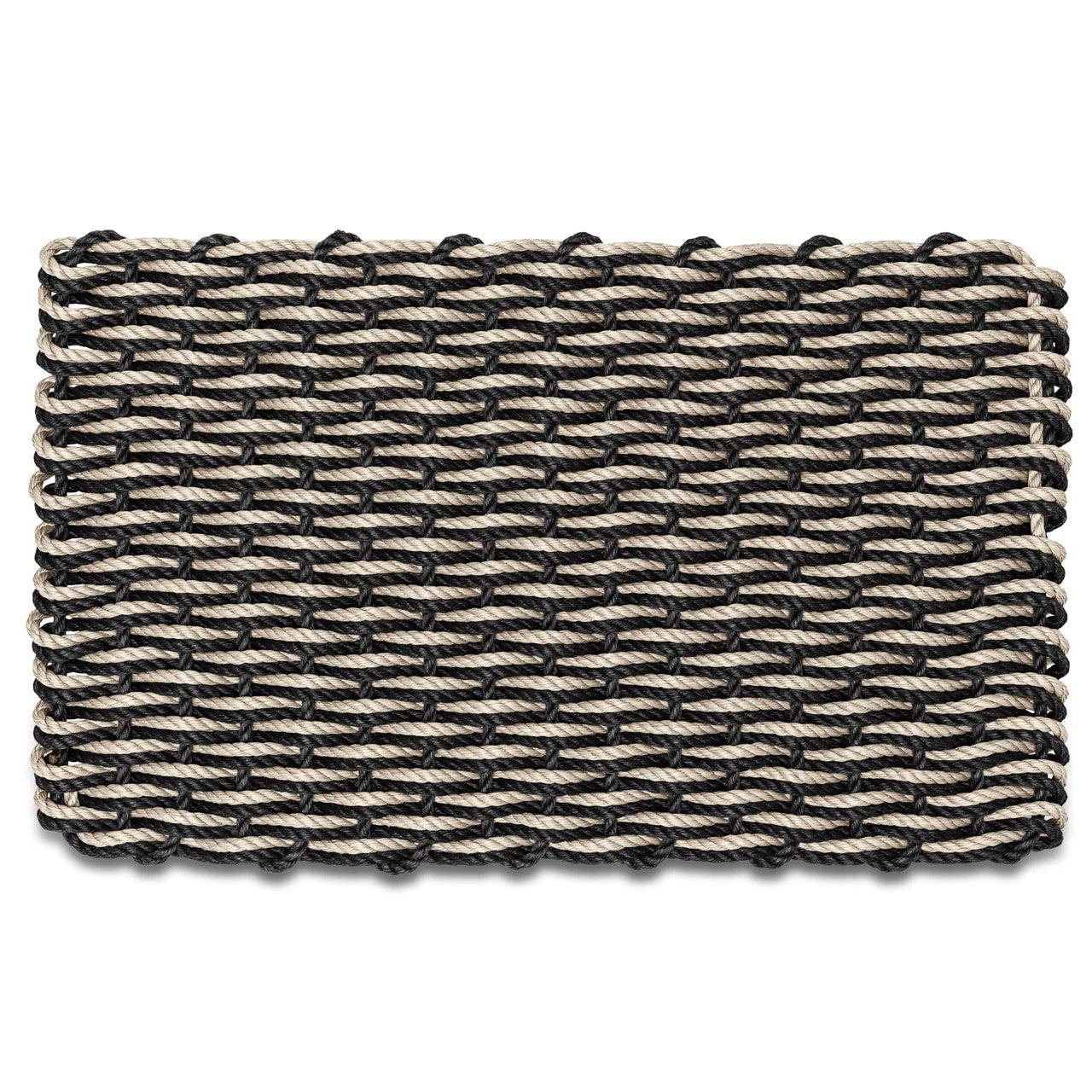 Lobster Rope Outdoor Doormat: Black & Sand Double Weave
