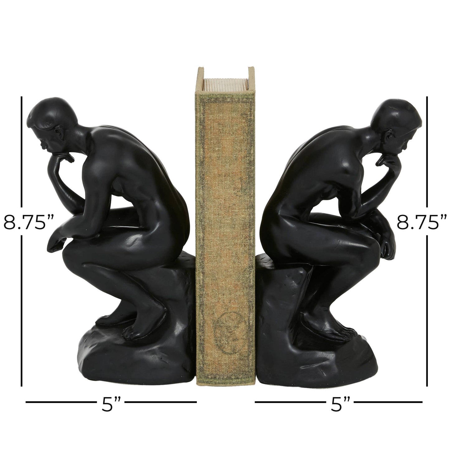 Vintage Black Polystone Bookends Set