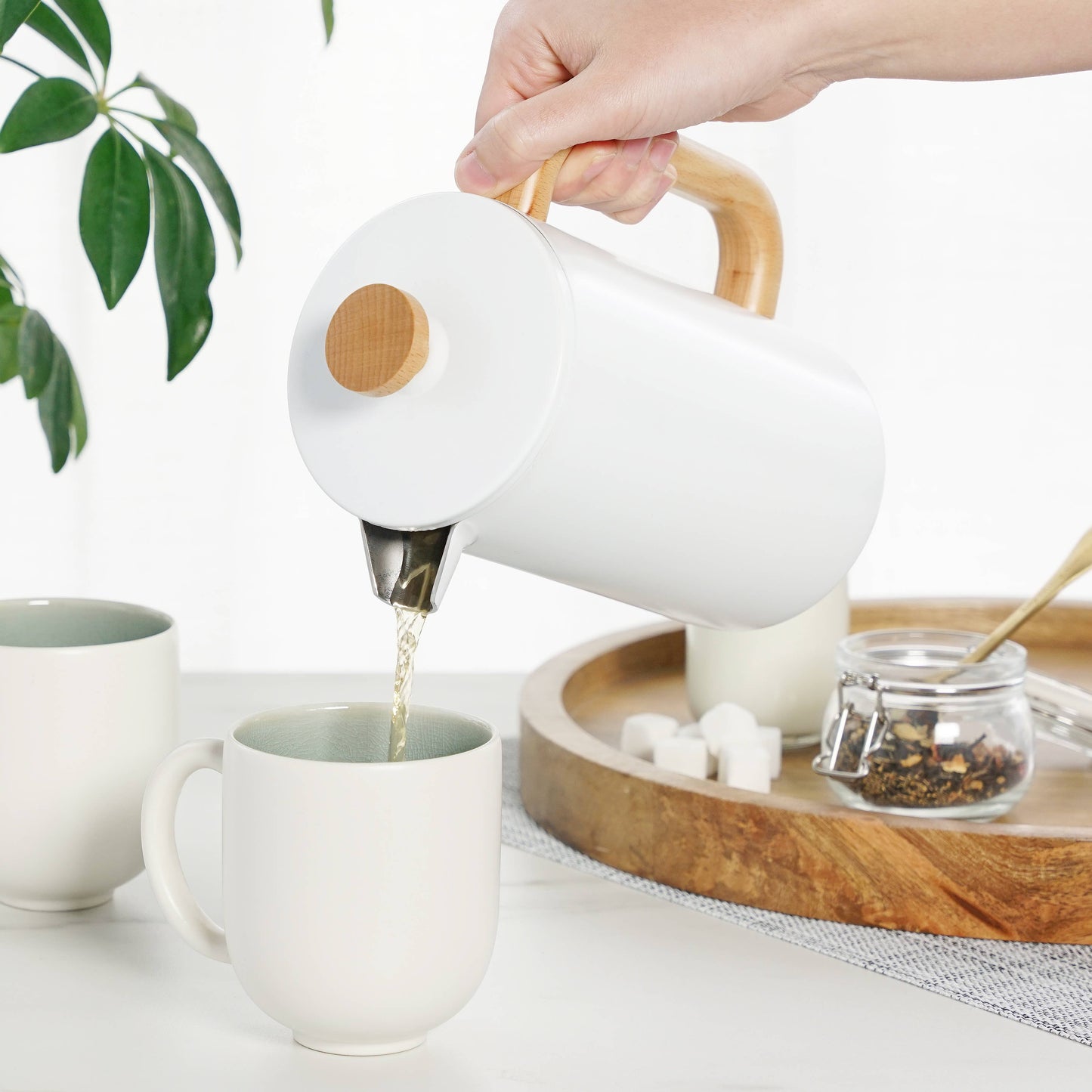Avery™ Stainless Steel & Wood Tea & Coffee Press Pot - 34oz
