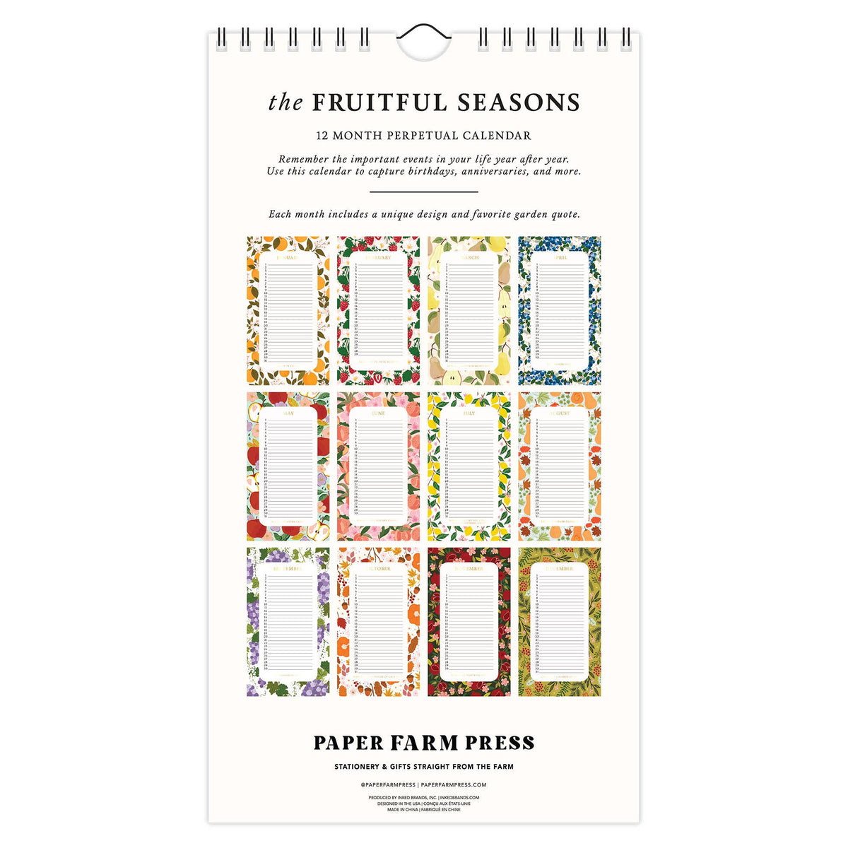 Fruitful Seasons Celebrations 12-Month Perpetual Calendar