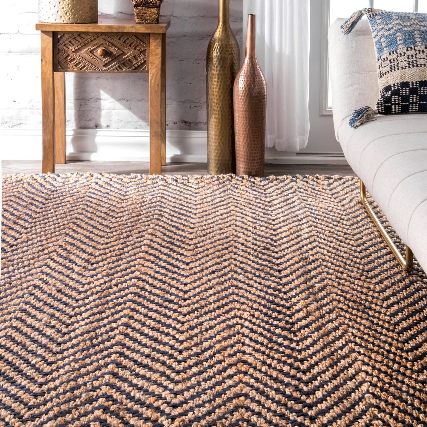 Vania Chevron Jute Area Rug