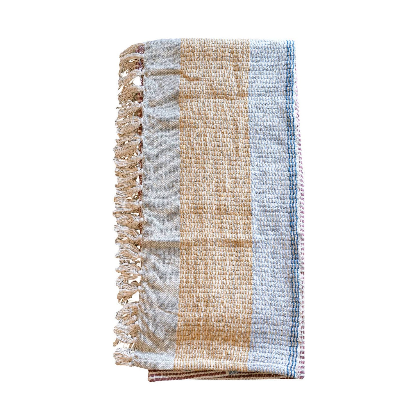 Hand Woven Gloria Striped Throw Red Multi Color
