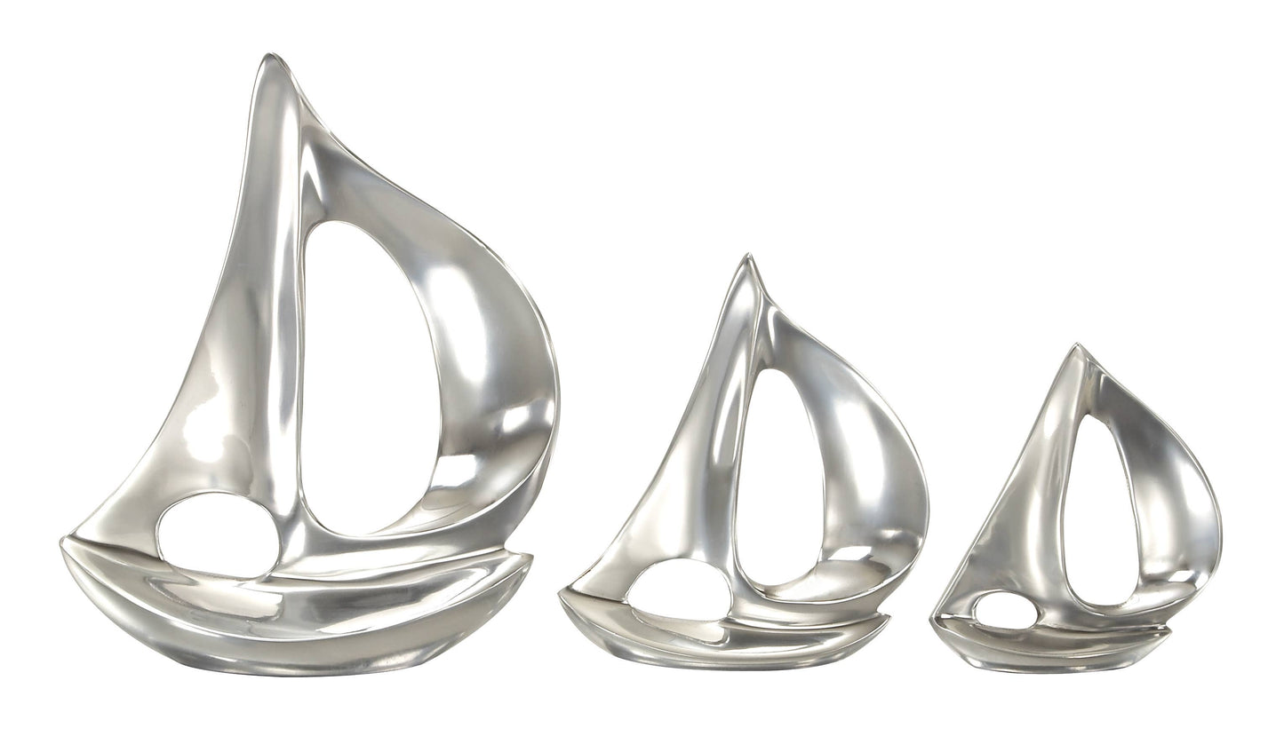 Coastal Silver Aluminum Metal Sculpture