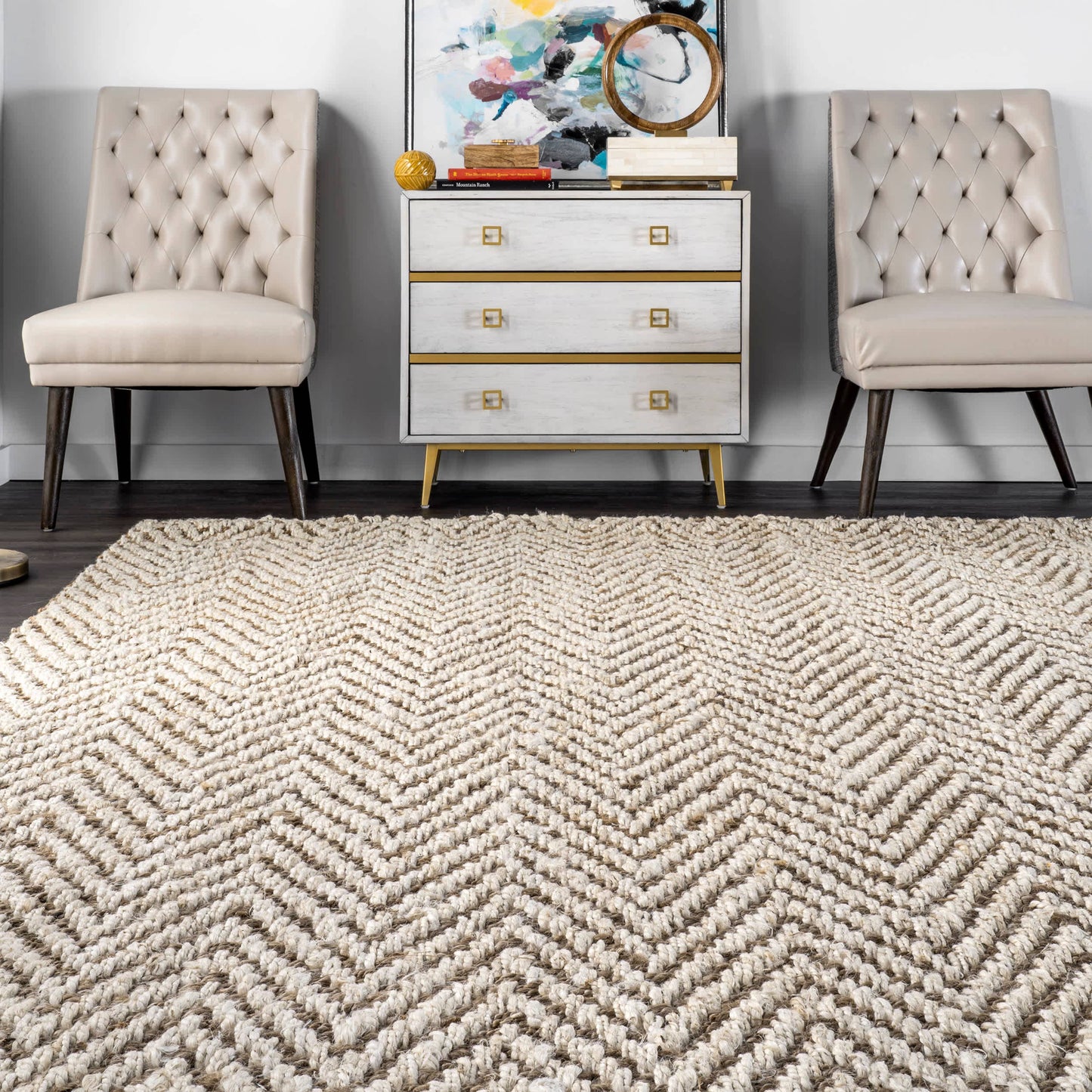 Vania Chevron Jute Area Rug