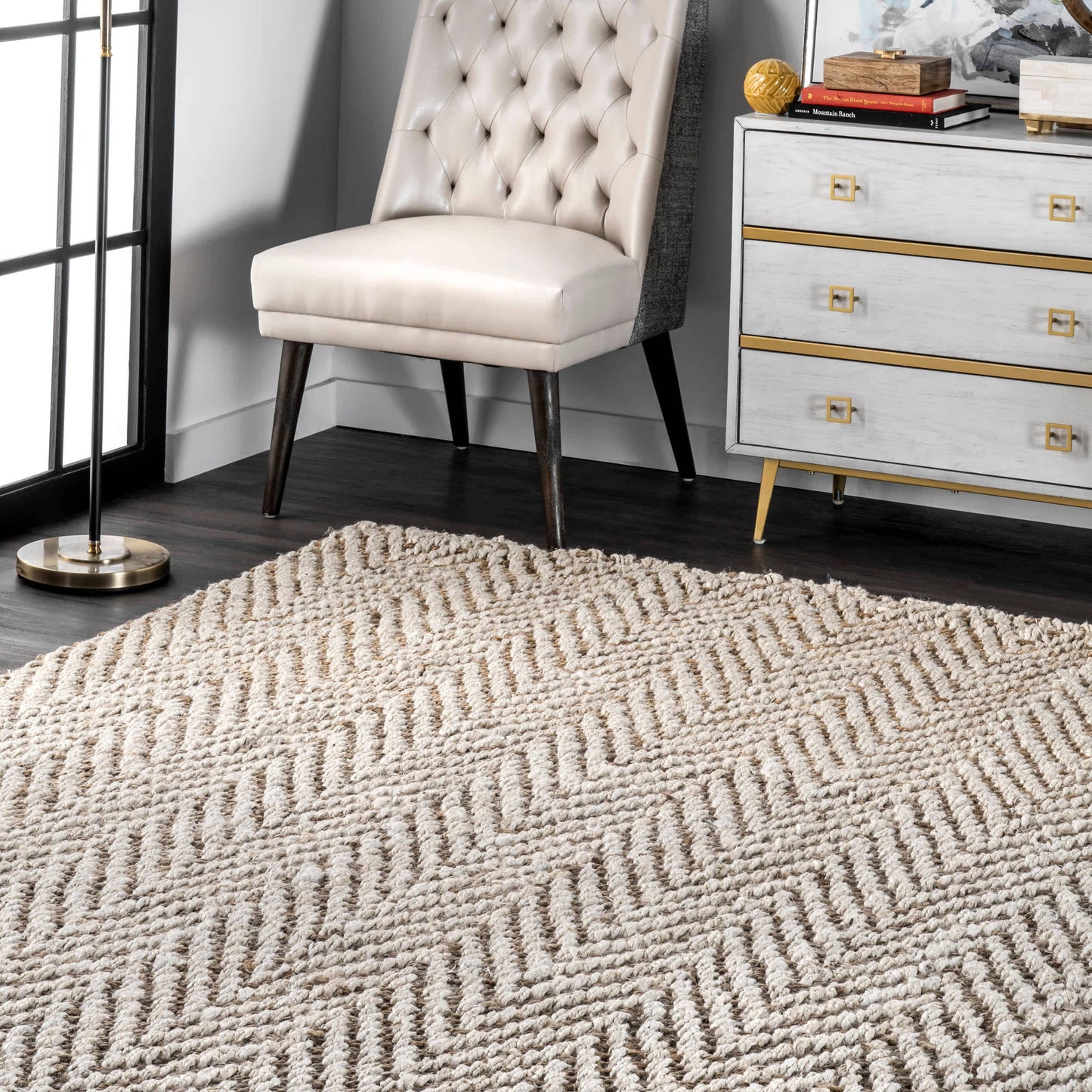 Vania Chevron Jute Area Rug