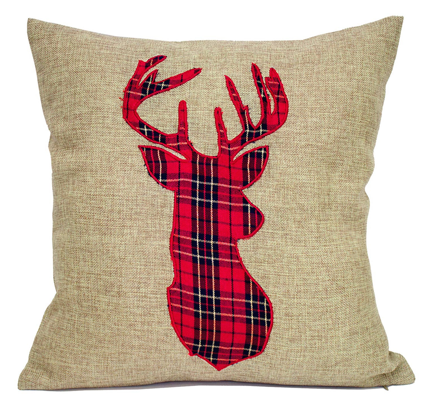 Plaid Reindeer 17" Decorative Throw Pillow