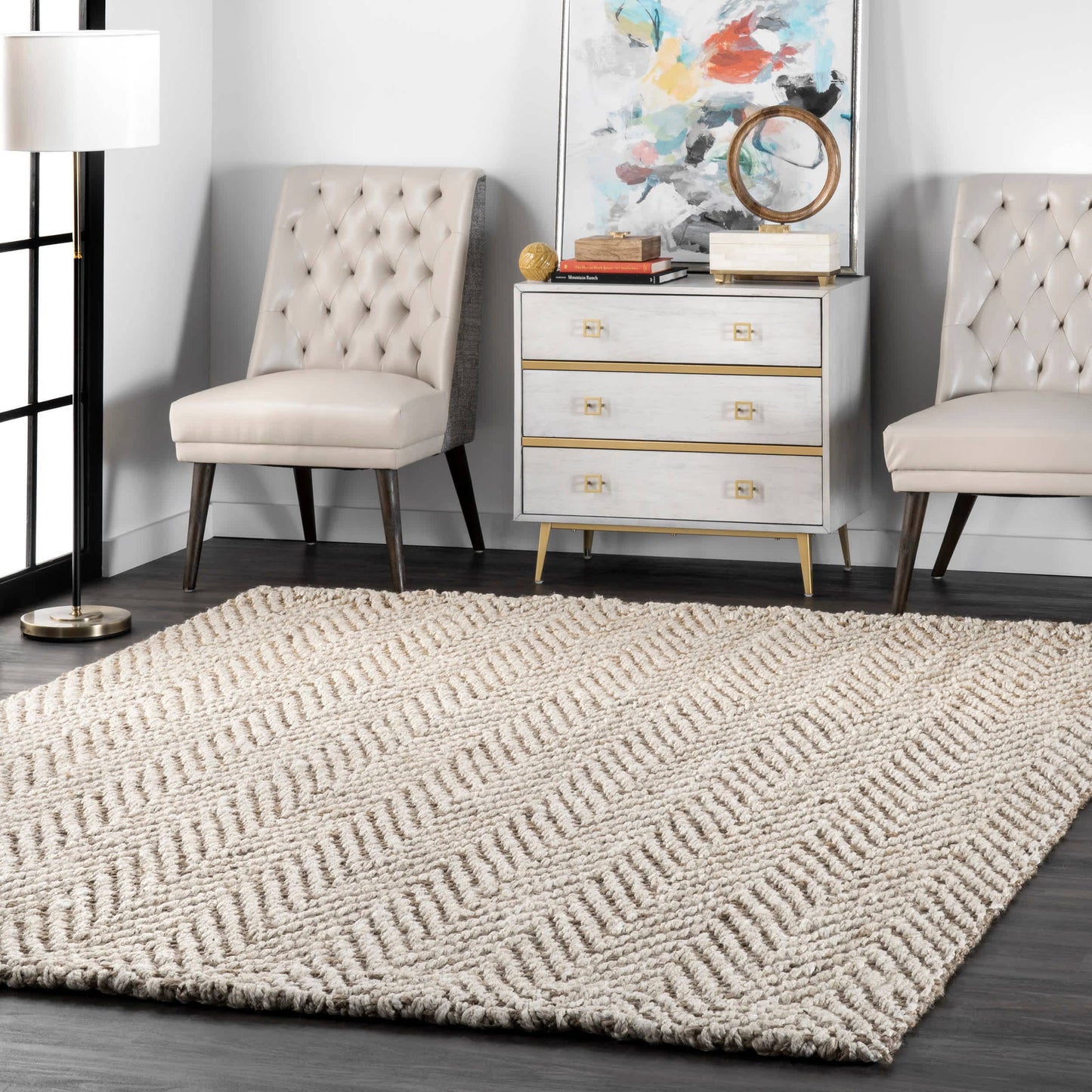 Vania Chevron Jute Area Rug