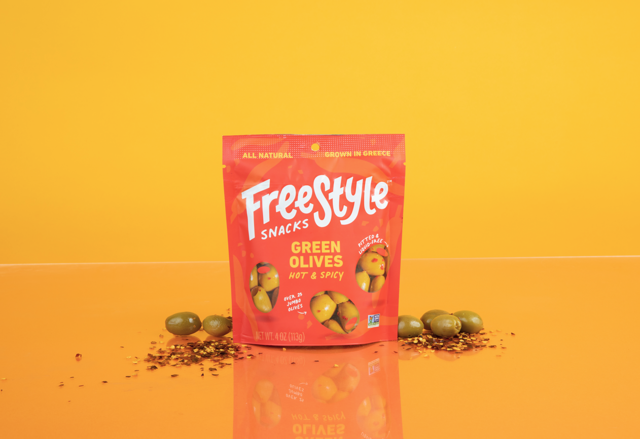 Hot & Spicy Green Olives 4oz - Freestyle Snacks