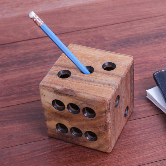 Novica Handmade Creative Die Wood Pen Holder