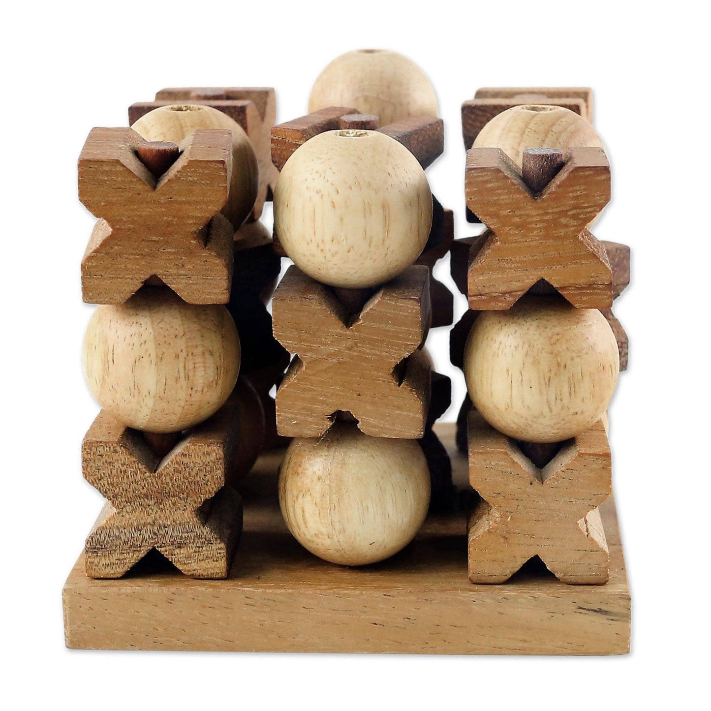 NOVICA 3D Tic Tac Toe Wood Game