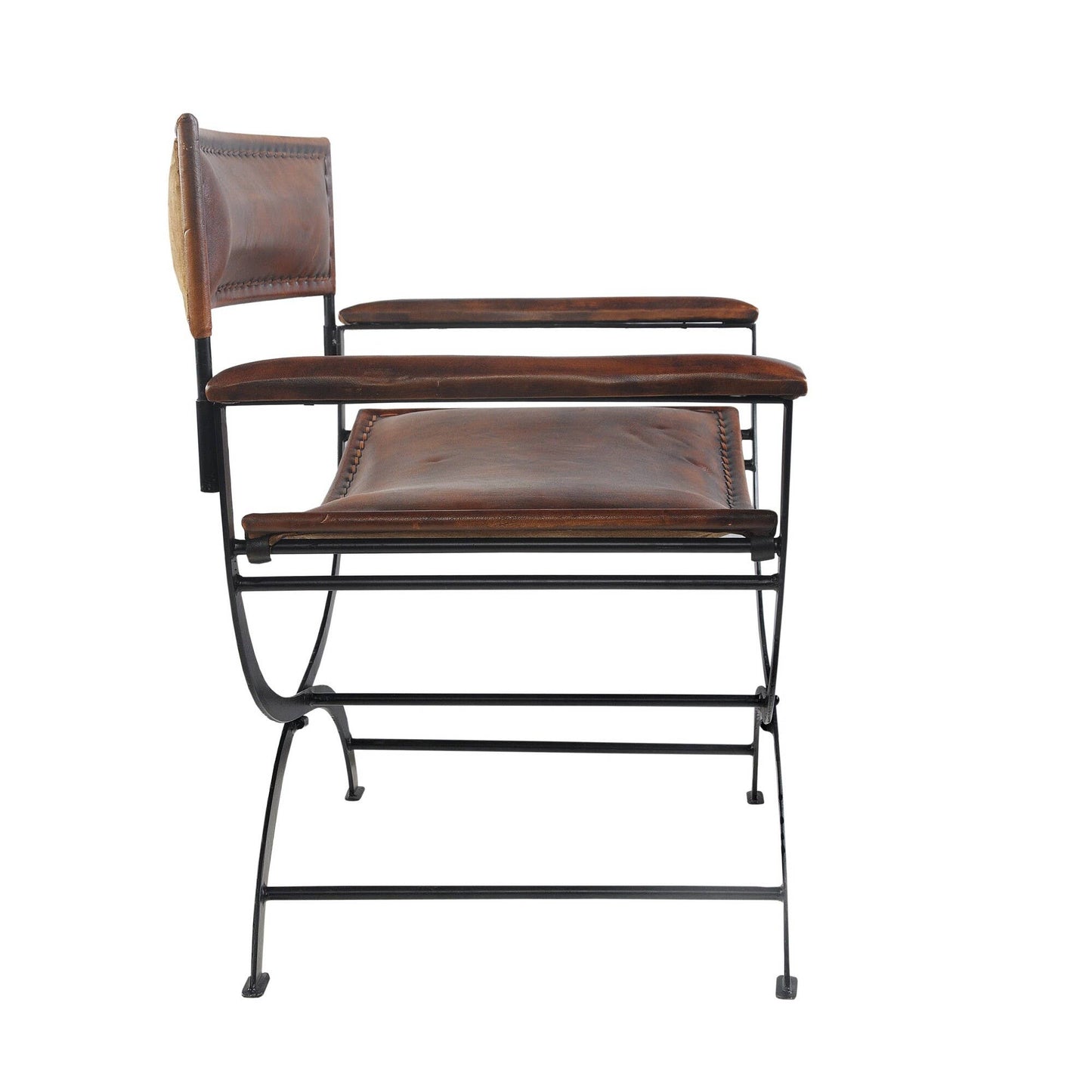 Solid Lodge Mid-Century Leather Hand-made Accent Chair