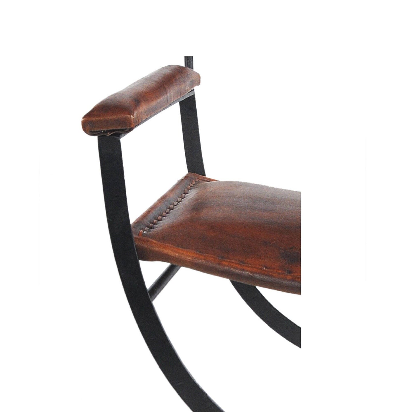 Solid Lodge Mid-Century Leather Hand-made Accent Chair