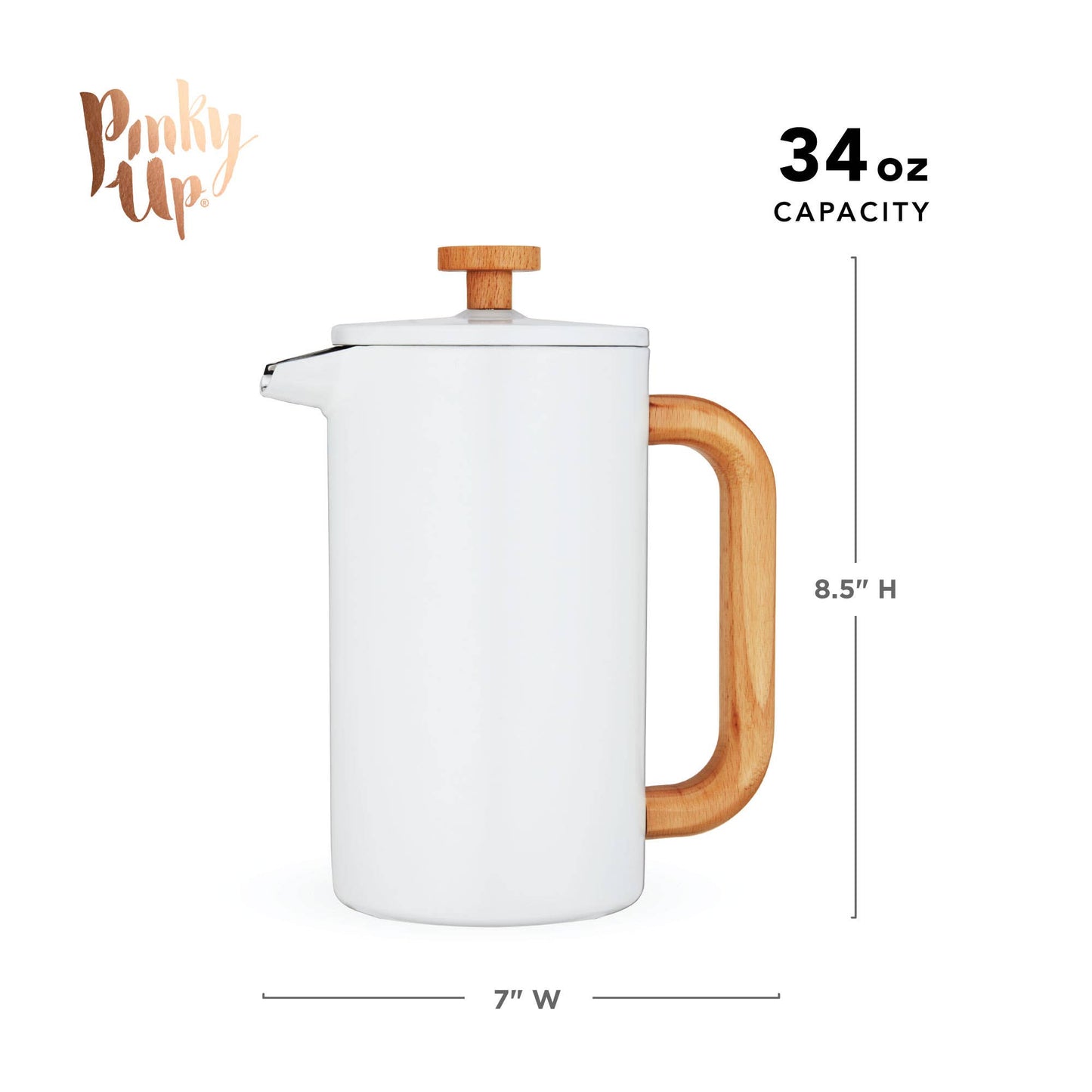 Avery™ Stainless Steel & Wood Tea & Coffee Press Pot - 34oz