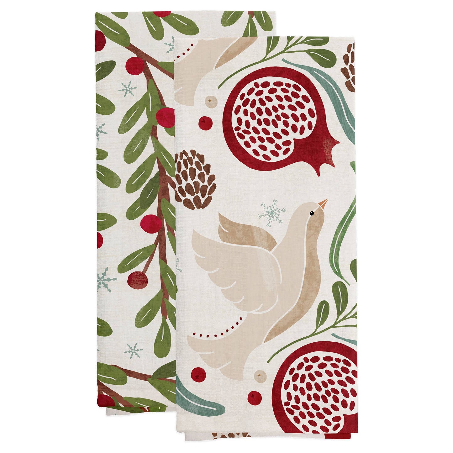 28" Winter Berry Cotton Tea Towels S/2 Christmas