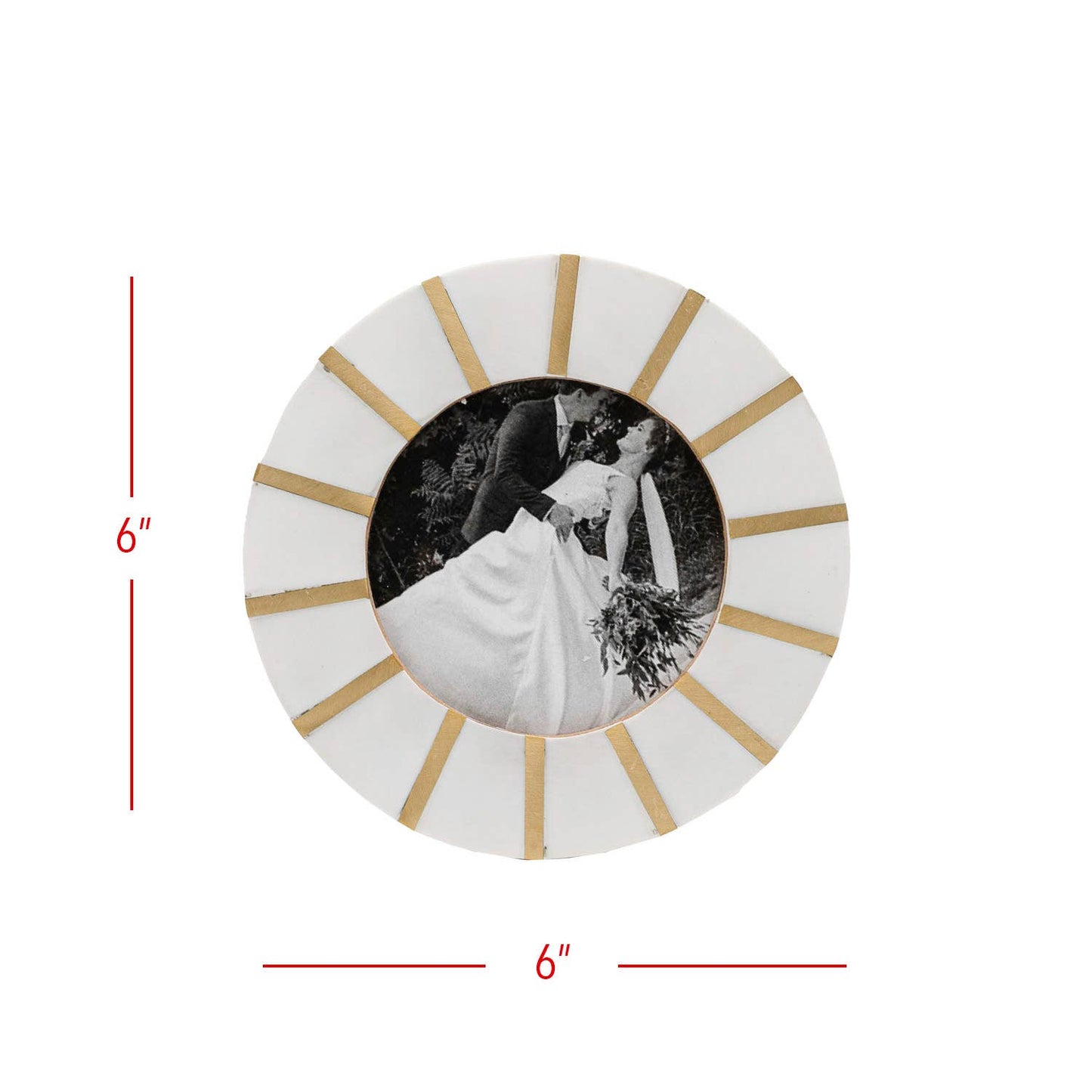 Ansel Round Picture Frame Brass Inlay Resin 4 x 4