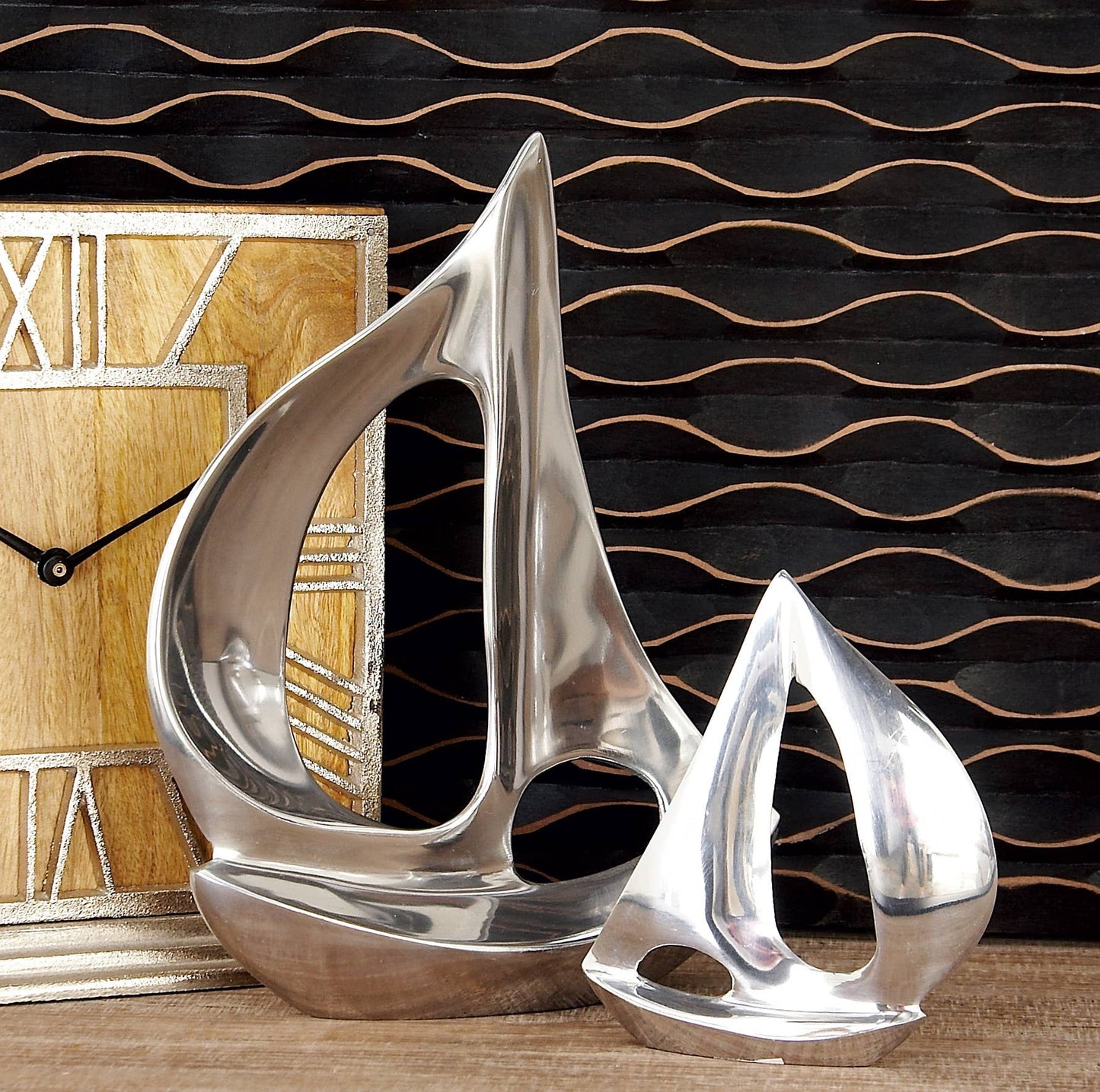 Coastal Silver Aluminum Metal Sculpture