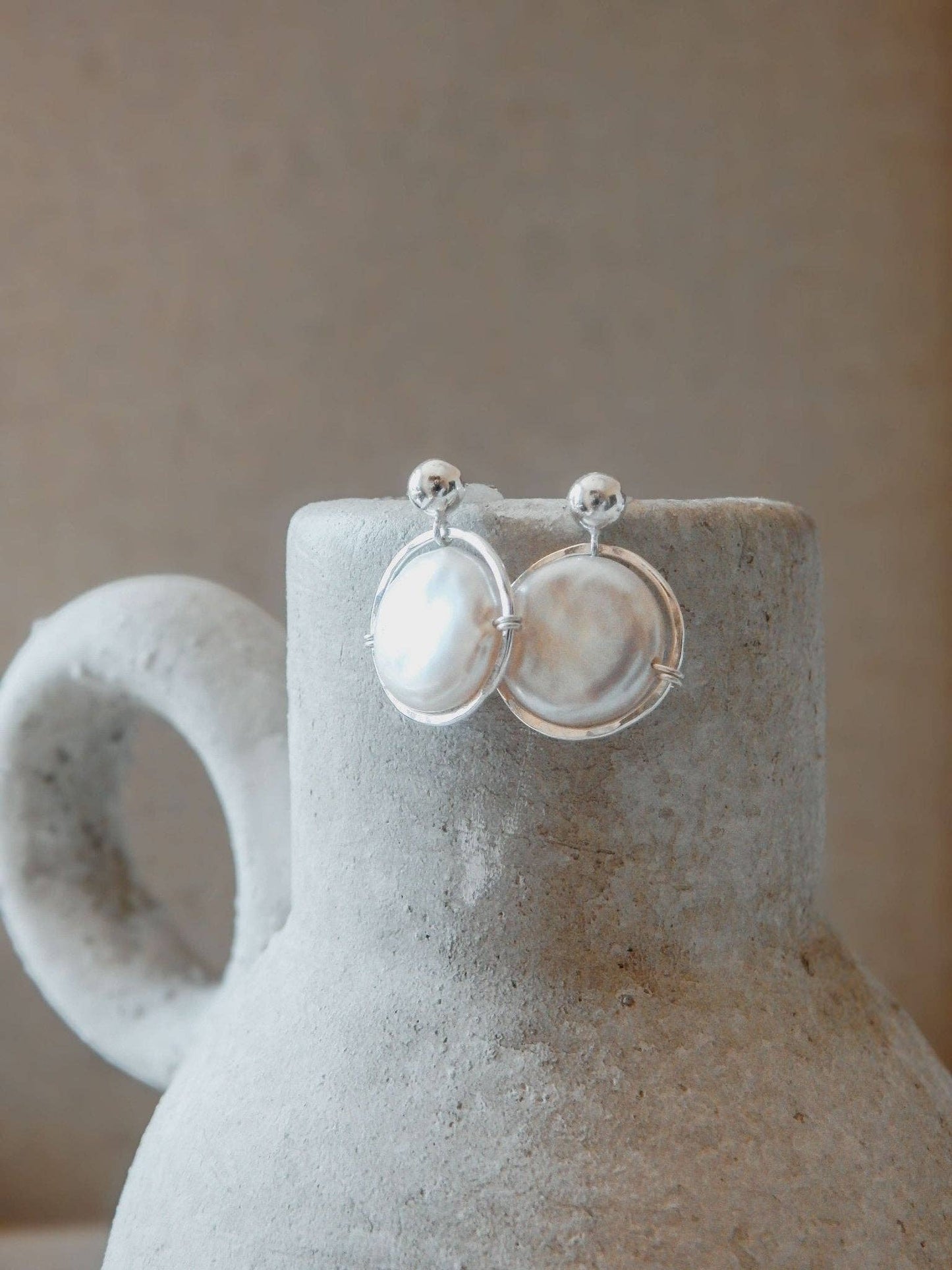 Freshwater Pearl Halo Earrings, 14k Gold Fill & Silver