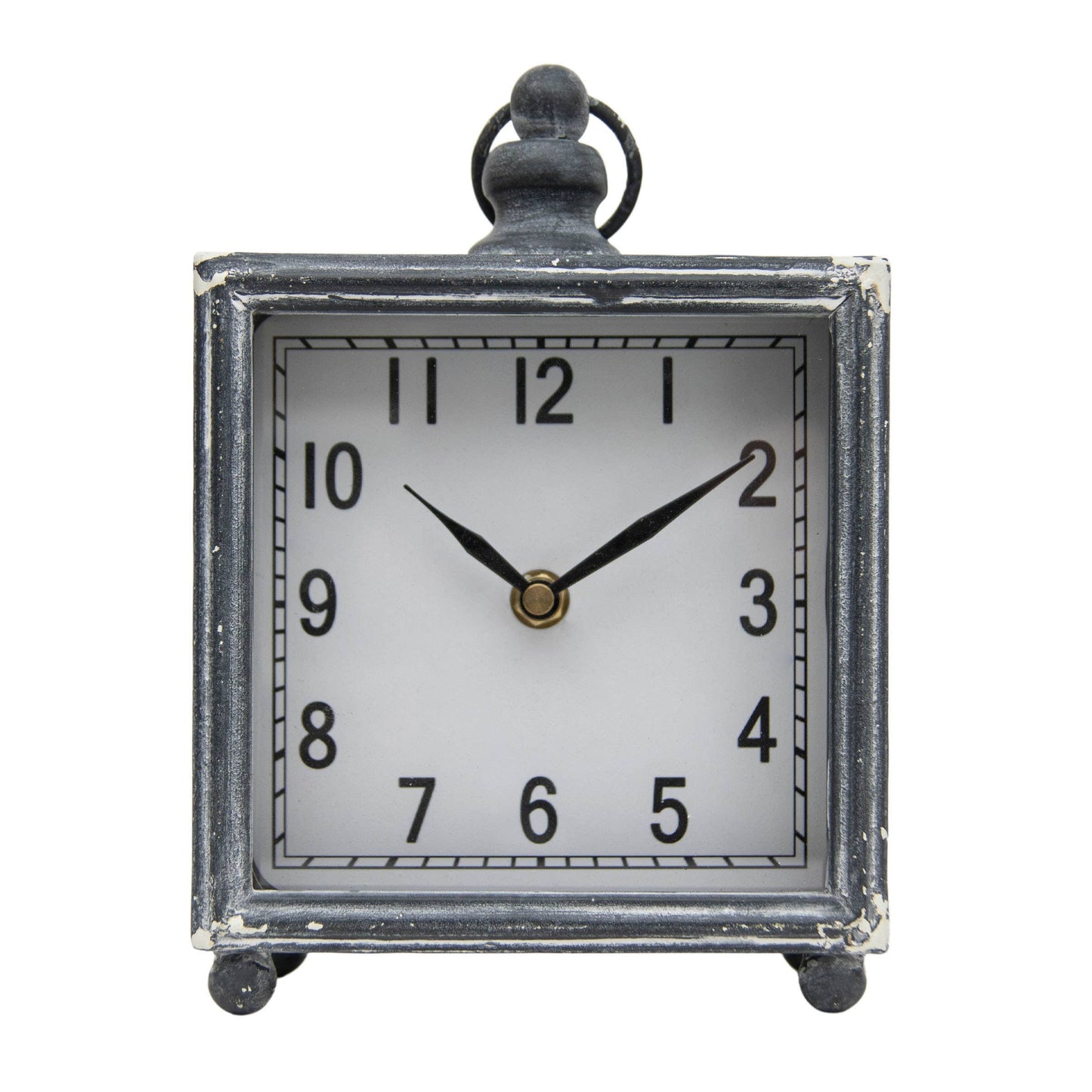 Josephine Distressed Gray Wood & Glass Tabletop Clock