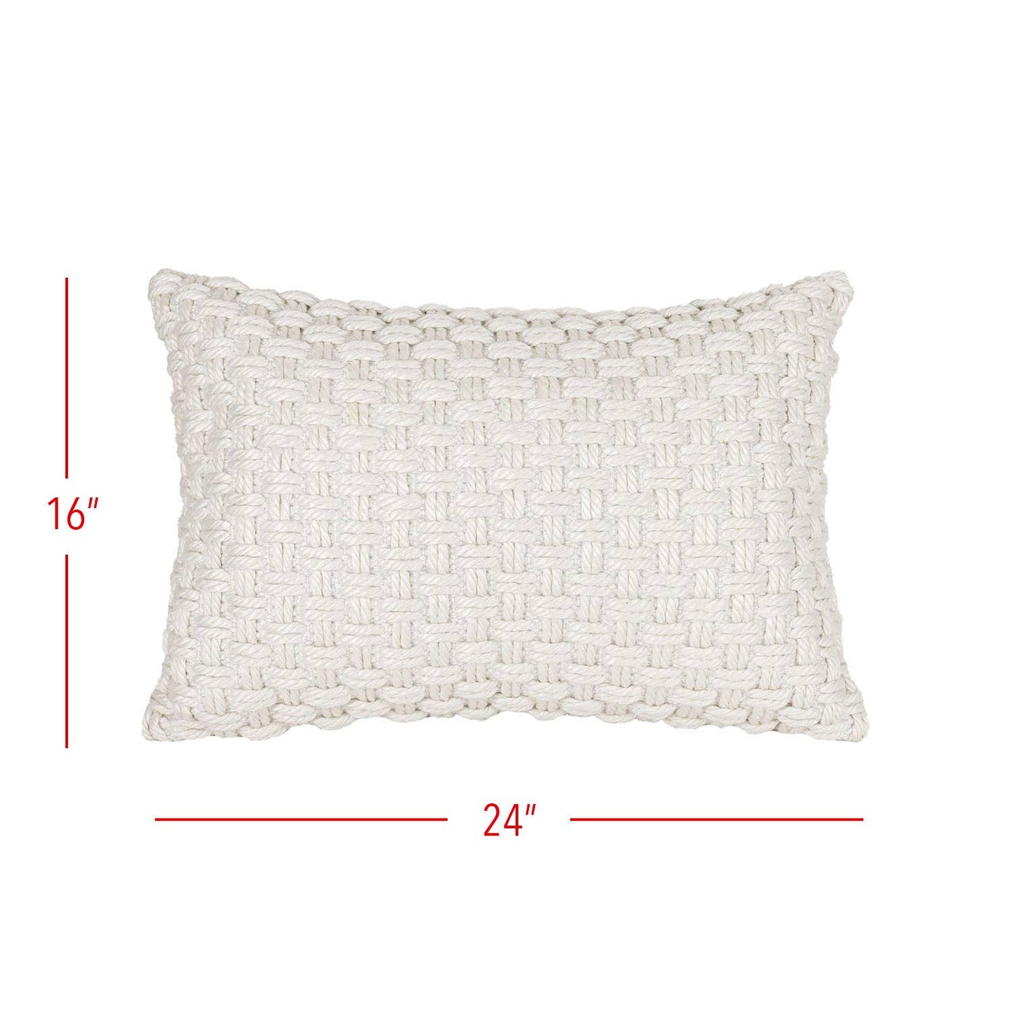 16x24 Hand Woven Sonia Knotted Pillow White
