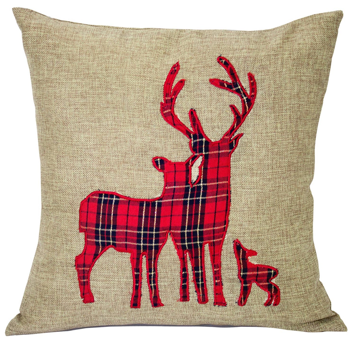 Plaid Reindeer 17" Decorative Throw Pillow