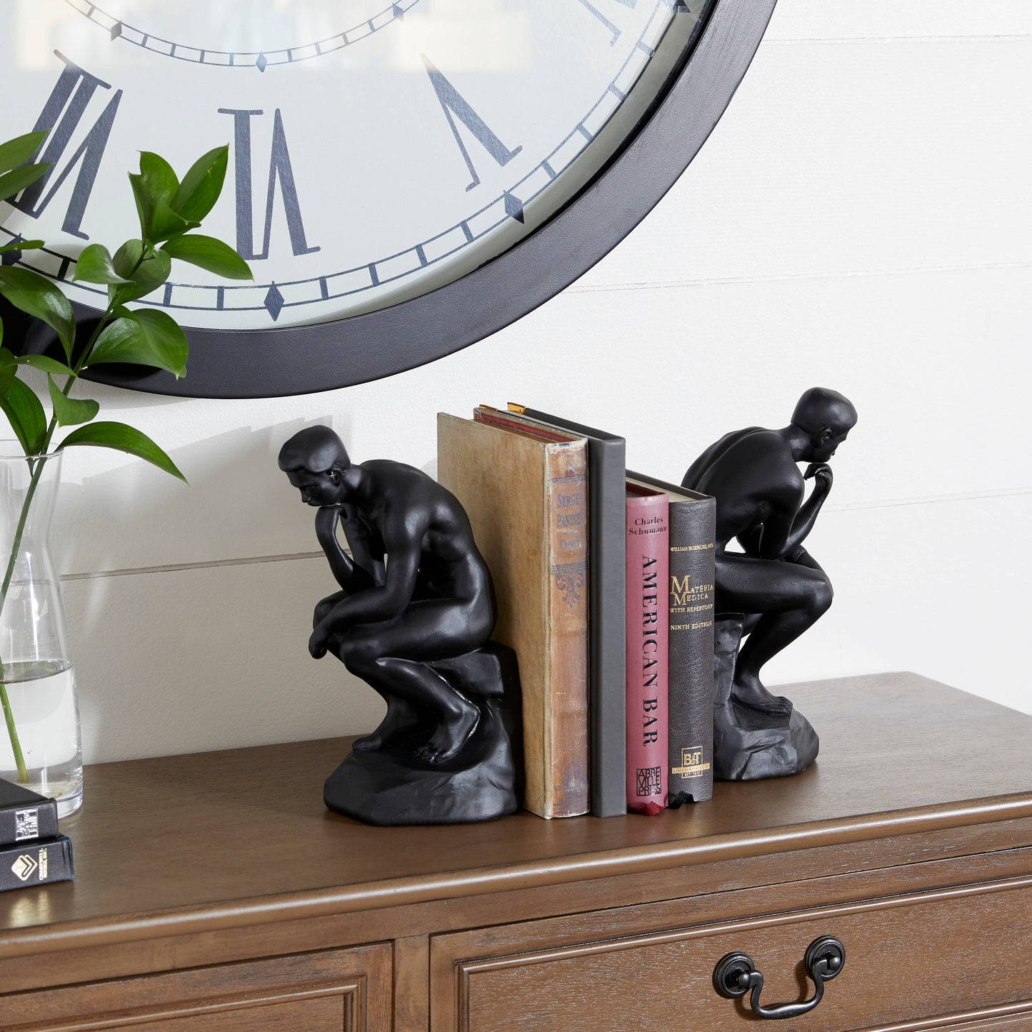 Vintage Black Polystone Bookends Set