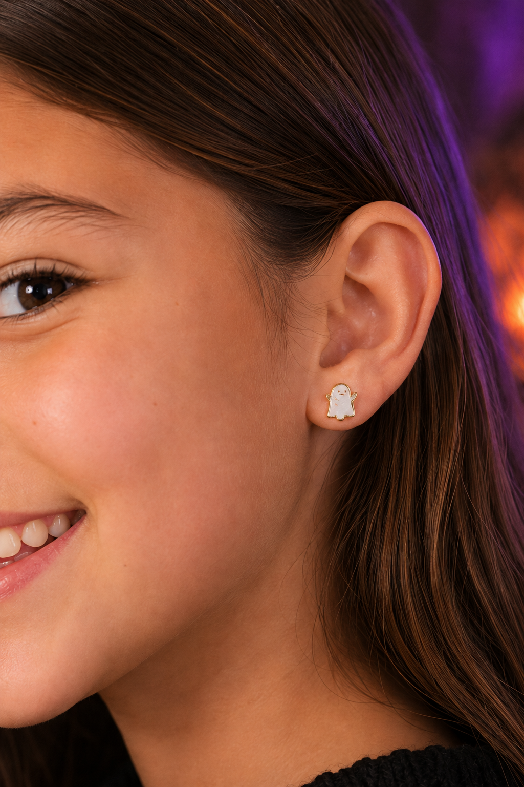 Ghost Enamel Flat Back Kids Earrings