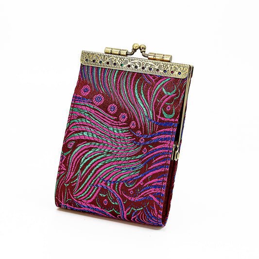 Brocade Peacock Card Holder w/ RFID, Card Case, Card Wallet