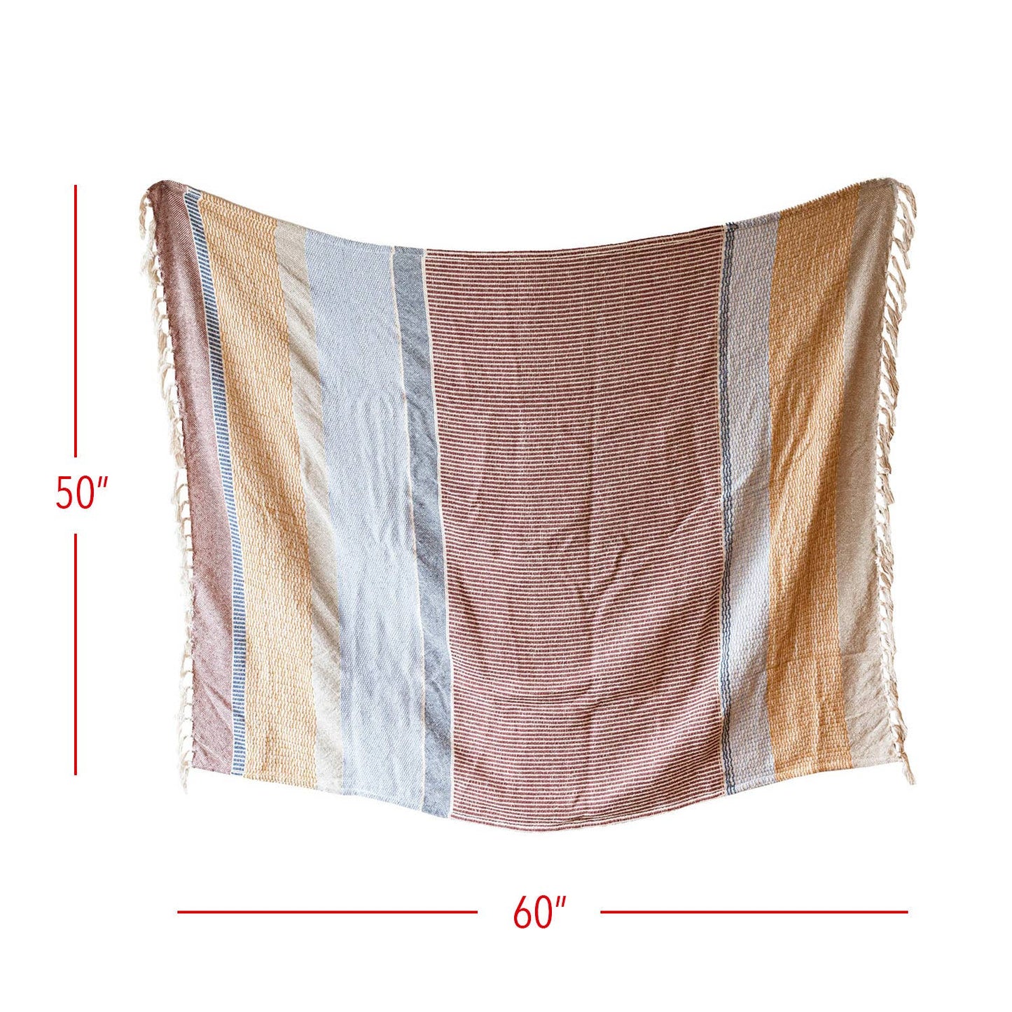 Hand Woven Gloria Striped Throw Red Multi Color