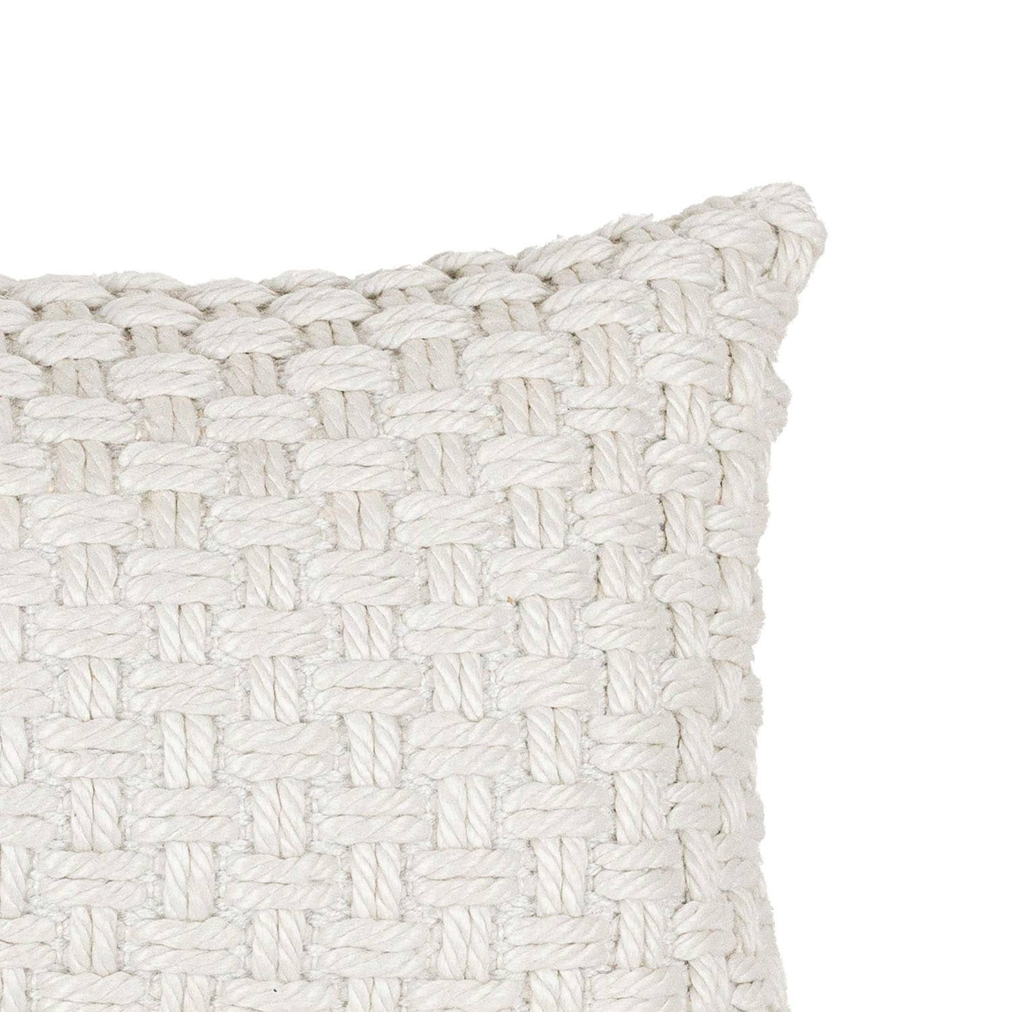 16x24 Hand Woven Sonia Knotted Pillow White