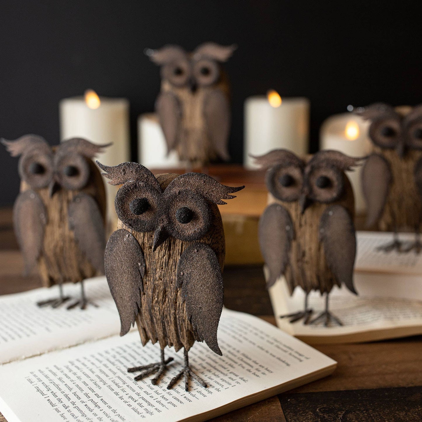 Rustic Barn Owl Fall Decor Figure