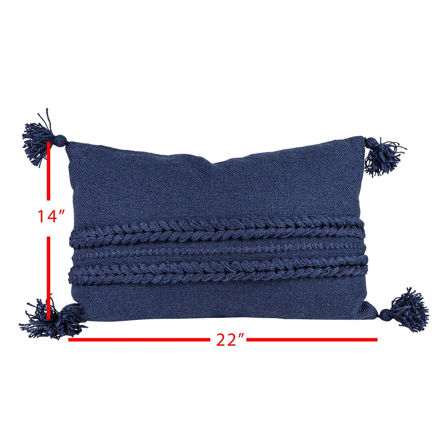 Kelly Navy Braided Stripe 14x22 Outdoor Indoor Pillow