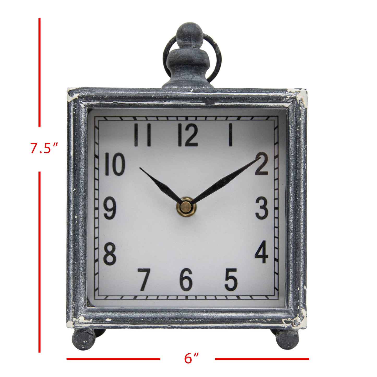 Josephine Distressed Gray Wood & Glass Tabletop Clock