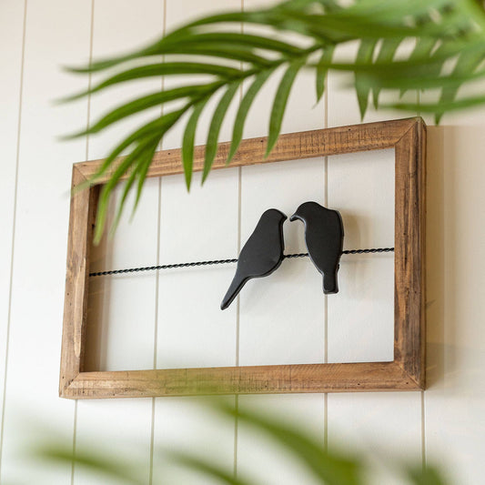 Rustic Birds On A Wire Wood and Metal Wall Decor