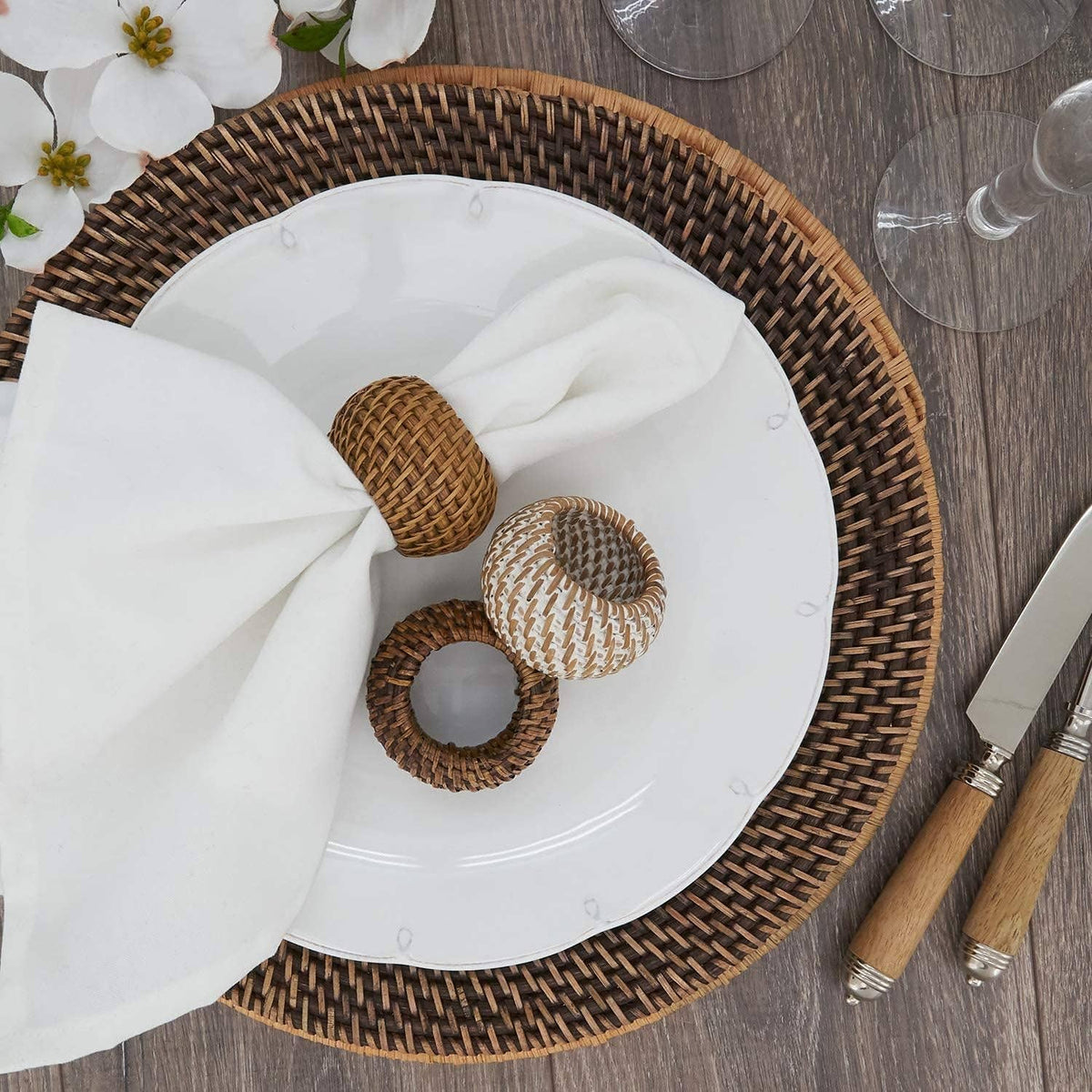 Hand-Woven Rattan Napkin Ring – 3 Colors Available