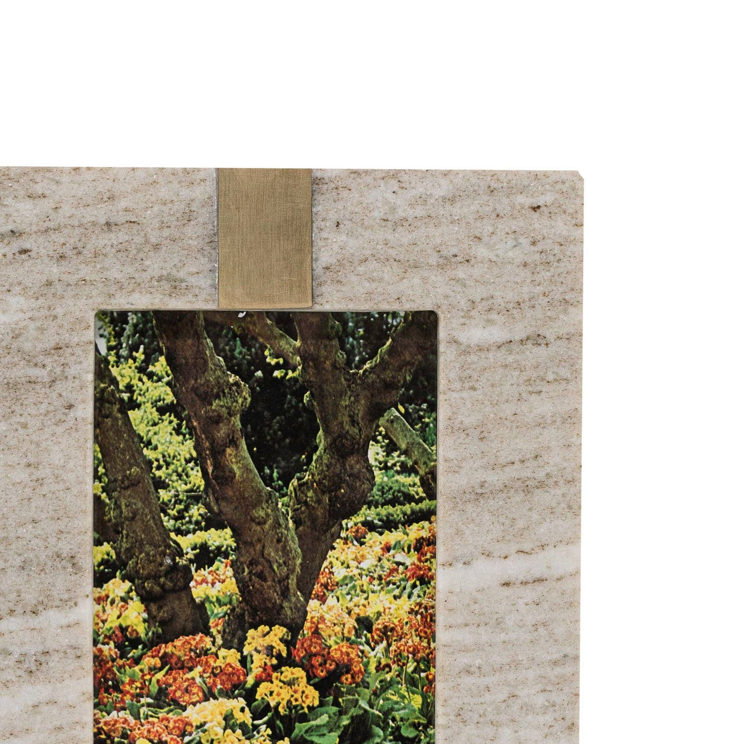 Soren Beige Marble Picture Frame Brass Inlay 4 x 6