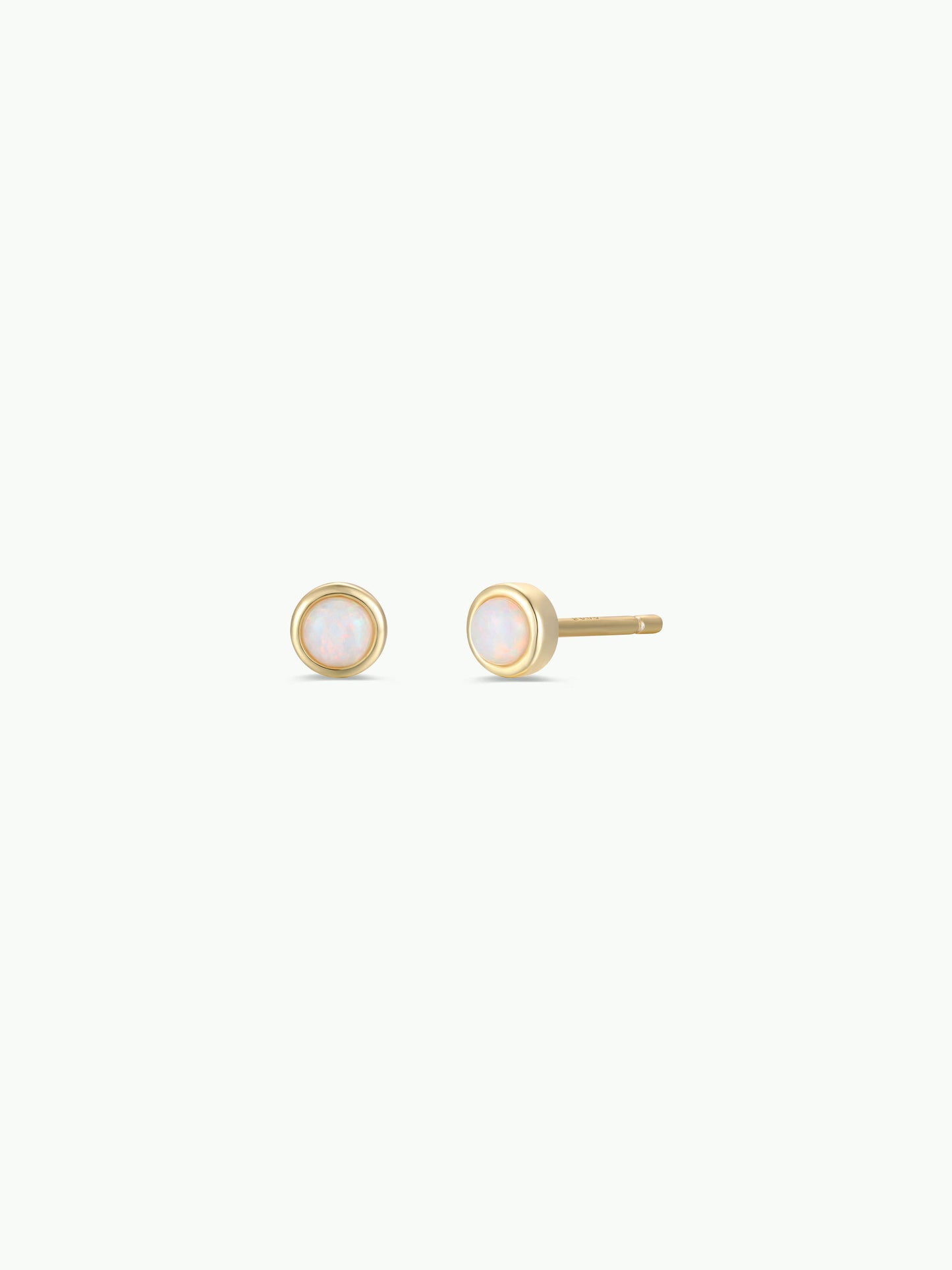 Simple Stud - White Opal- Gold Earrings