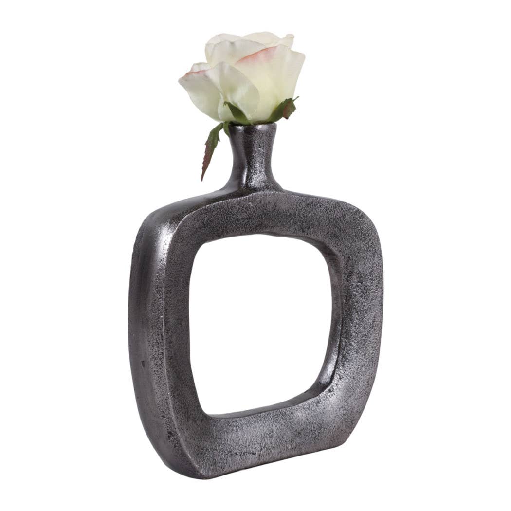 Vase - Black Antique Nickel Open Cut-out Bud, 8 in.