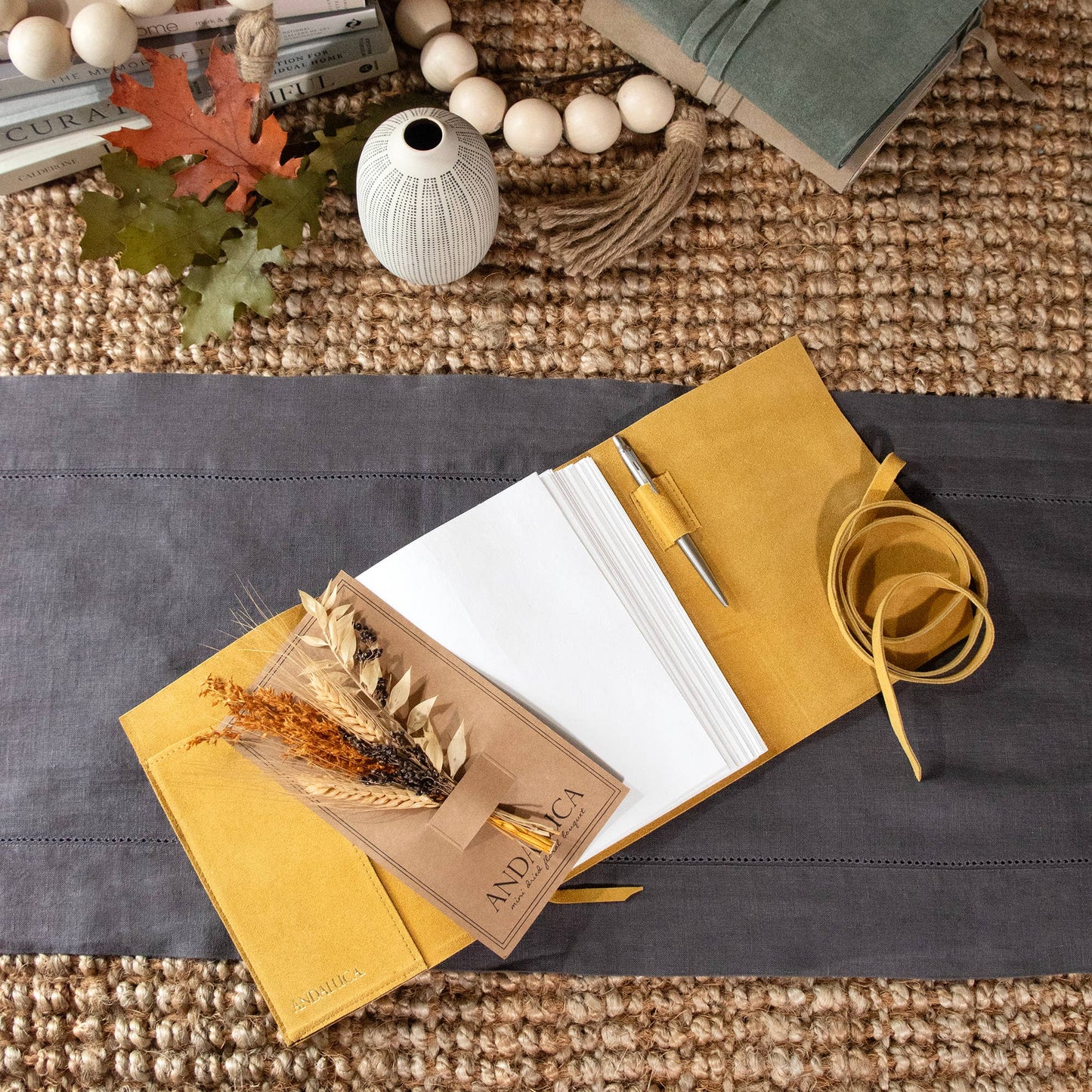 Dijon Yellow Suede Journal w/ Organic Cotton Paper: Large