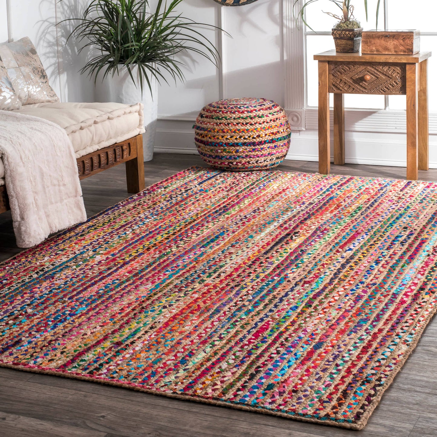 Aleen Braided Cotton/Jute Area Rug