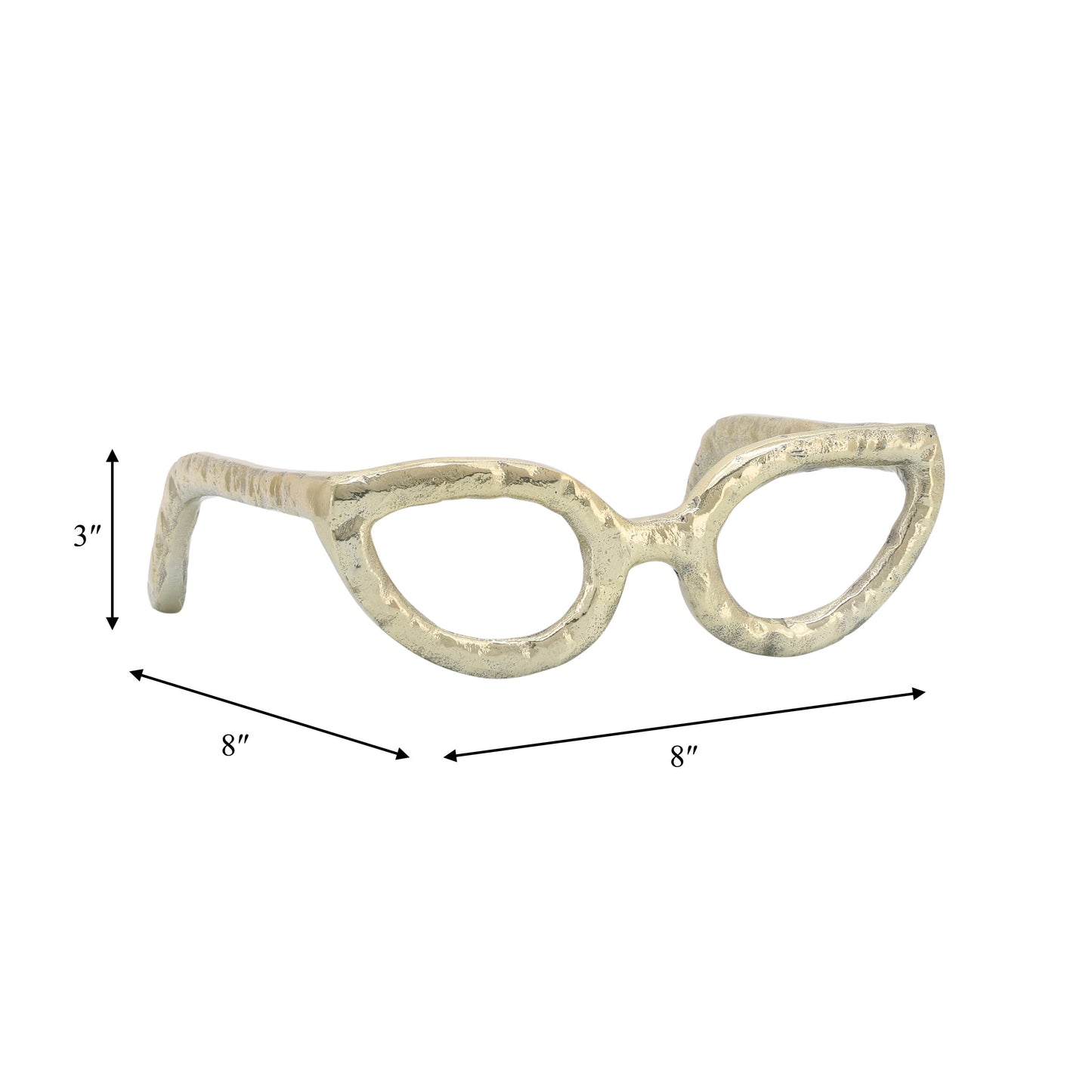 Sculpture - Gold Metal Abstract Cat Eye Glasses, 8 in.