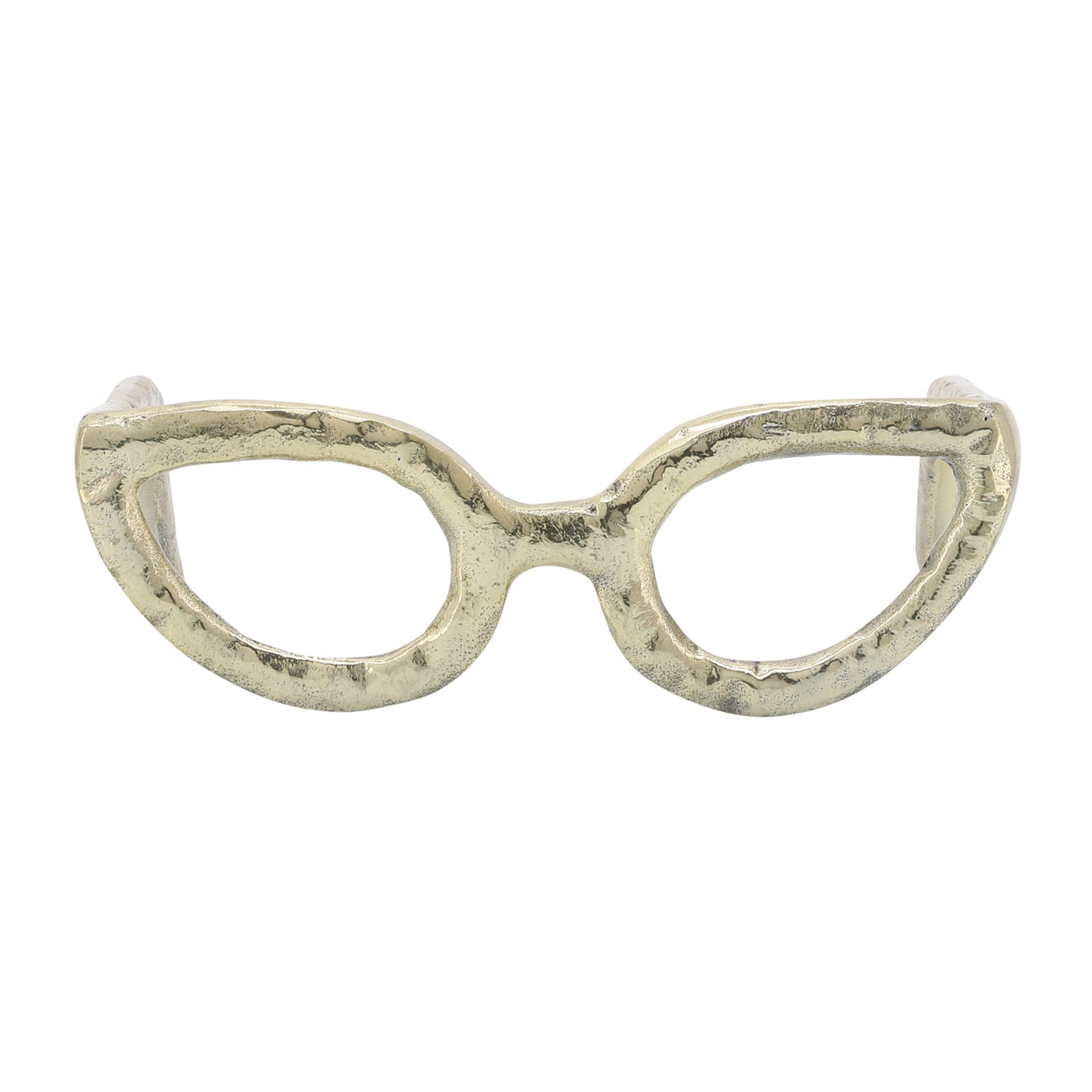 Sculpture - Gold Metal Abstract Cat Eye Glasses, 8 in.