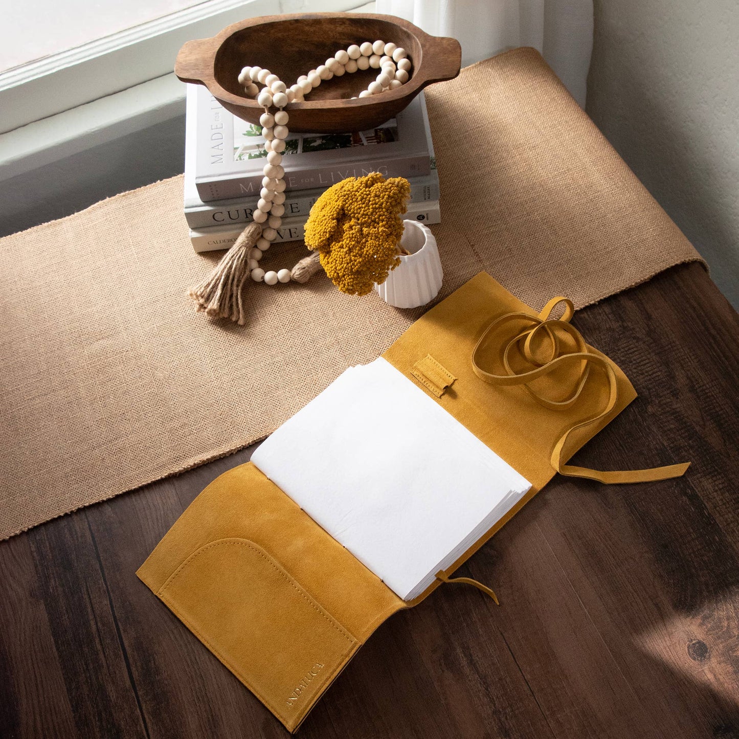Dijon Yellow Suede Journal w/ Organic Cotton Paper: Large