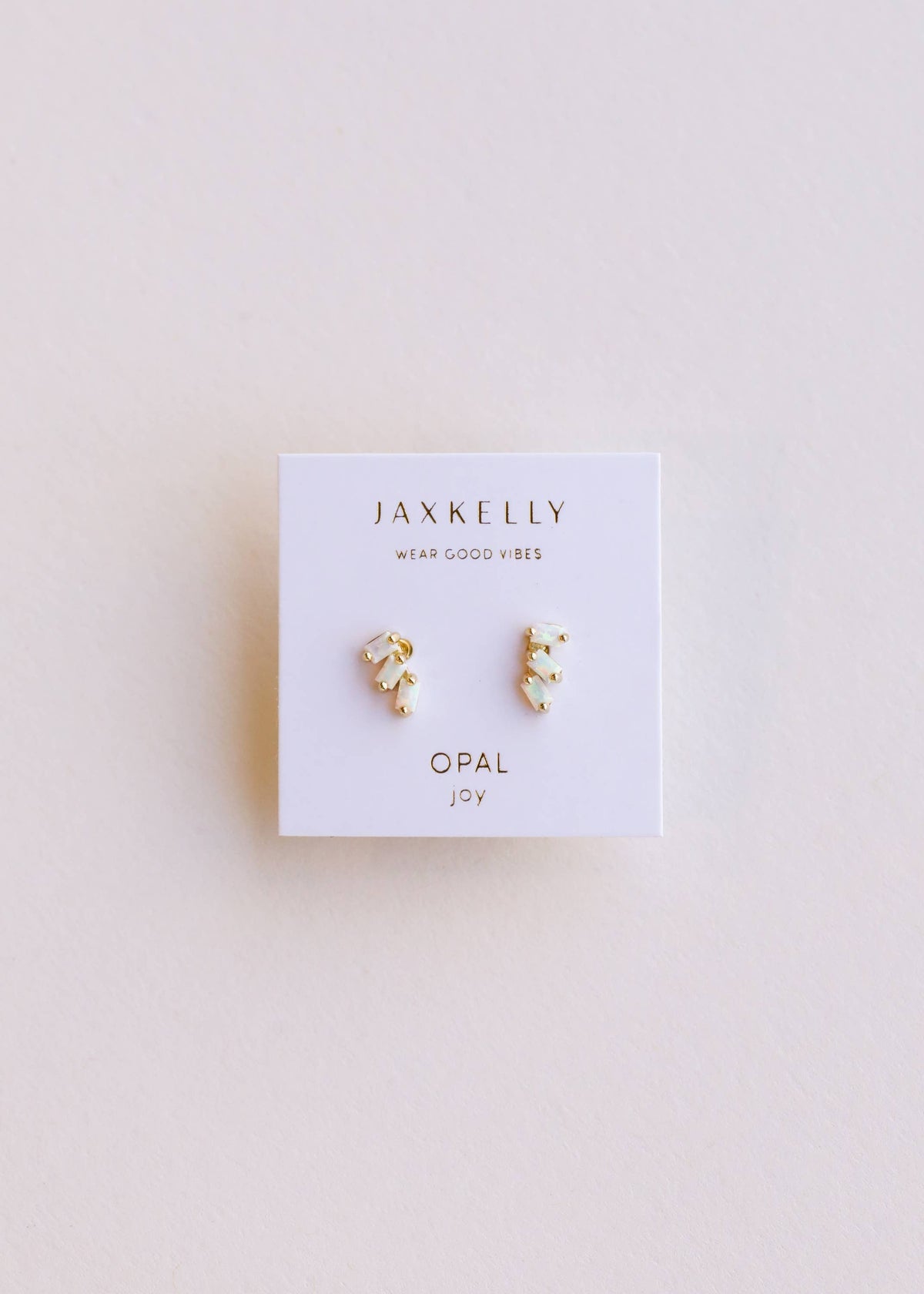 Offset Trio - White Opal - Gold Earrings